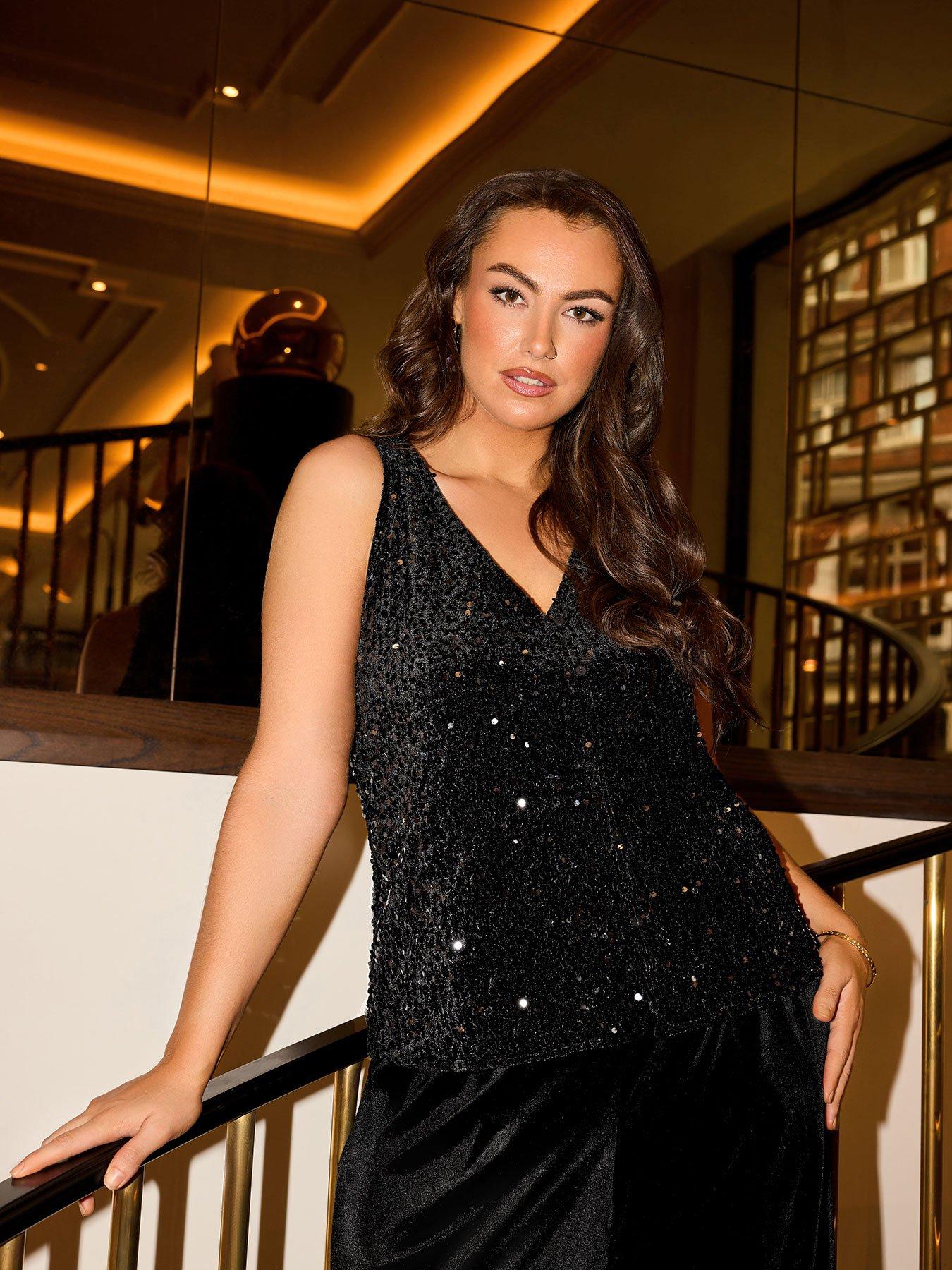 Image 1 of 4 of Yours Curve Party Sequin Waistcoat