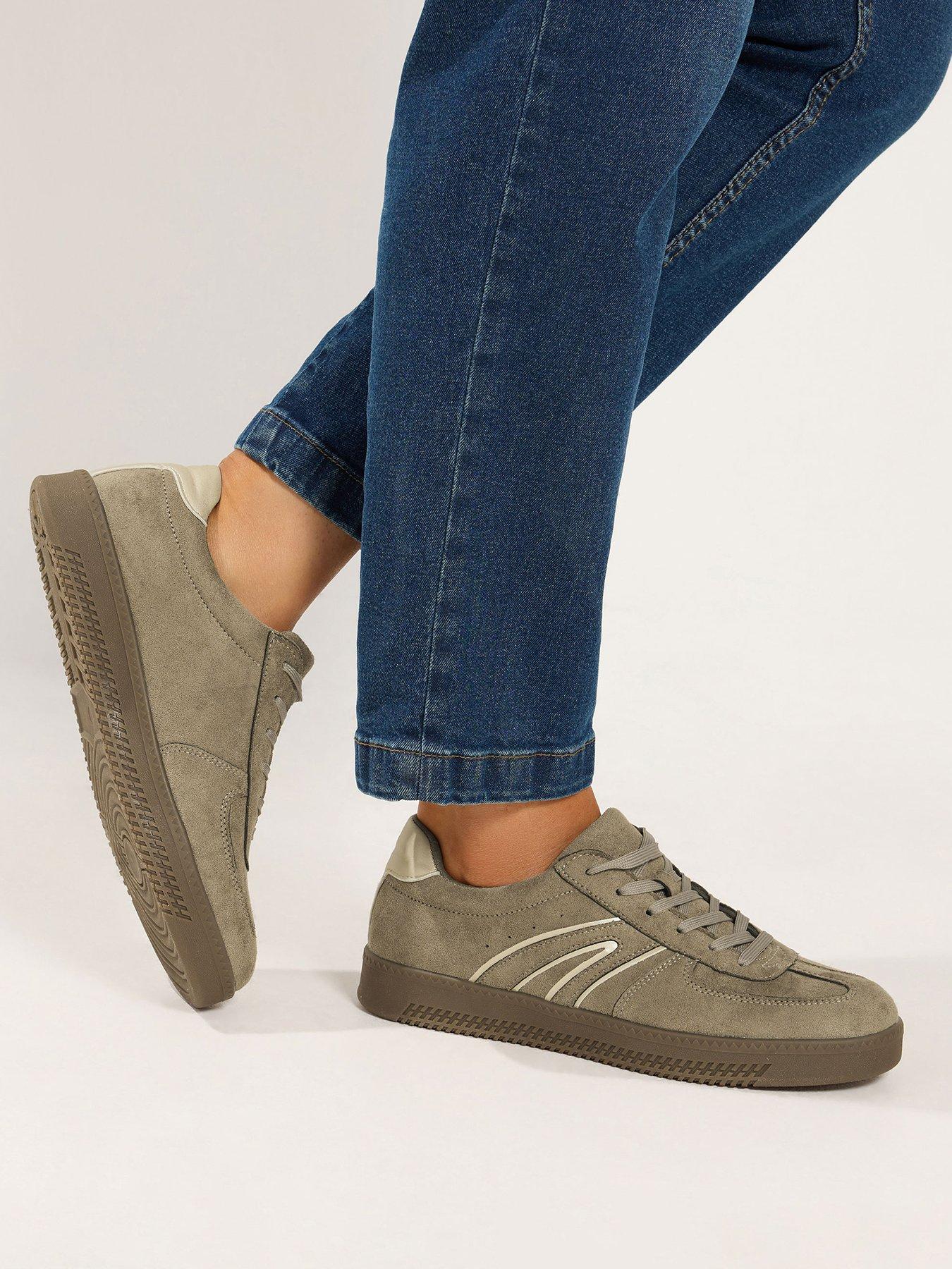 Image 1 of 4 of Yours Extra Wide Fit Side Panel Lace Up Gum Sole Trainer
