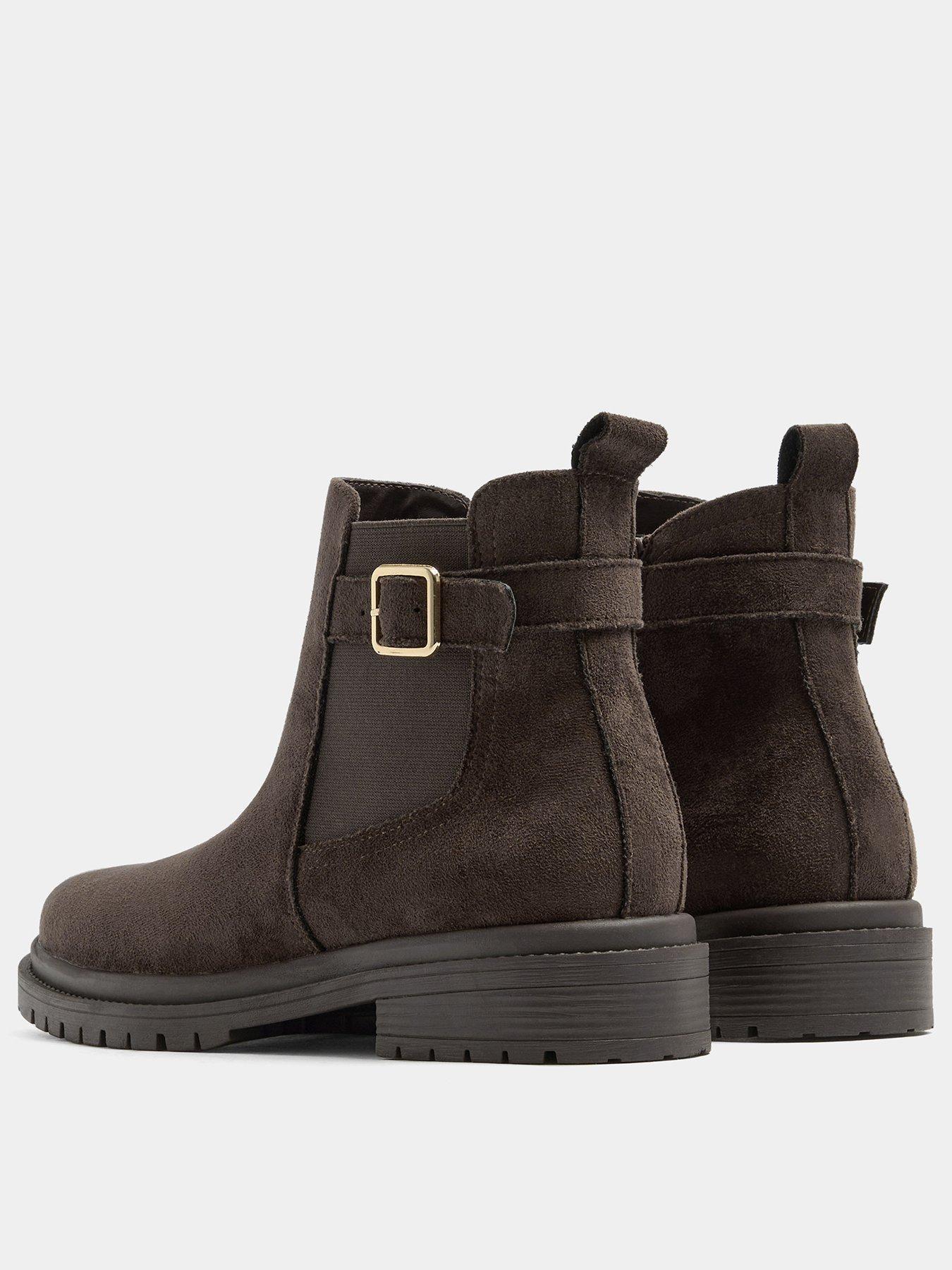 Image 3 of 4 of Yours Womens Extra Wide Fit Buckle Zip Chelsea Boot - Brown