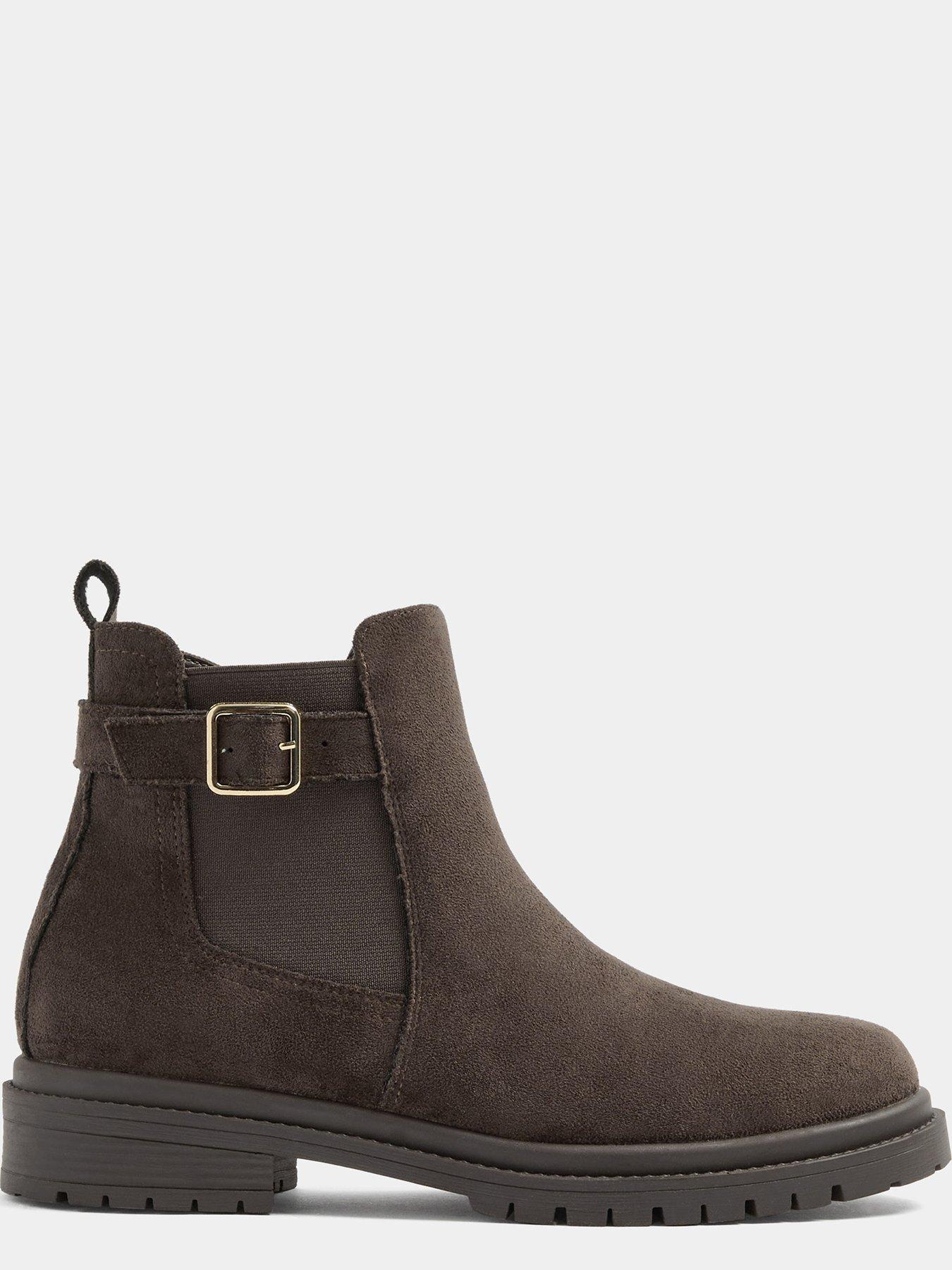 Image 4 of 4 of Yours Womens Extra Wide Fit Buckle Zip Chelsea Boot - Brown