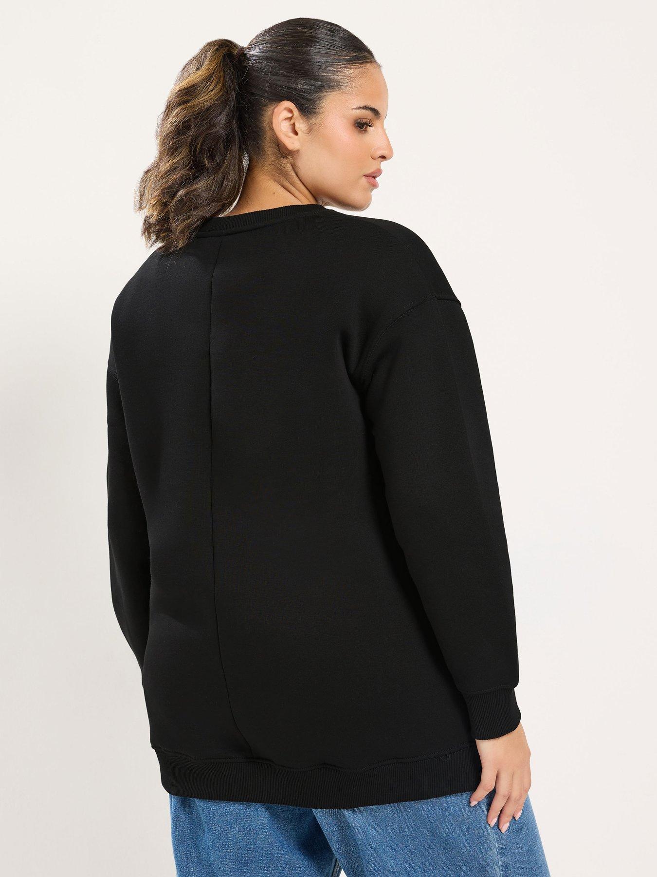 Image 2 of 4 of Yours Womens Curve Sequin Christmas Bauble Soft-Touch Jumper - Black