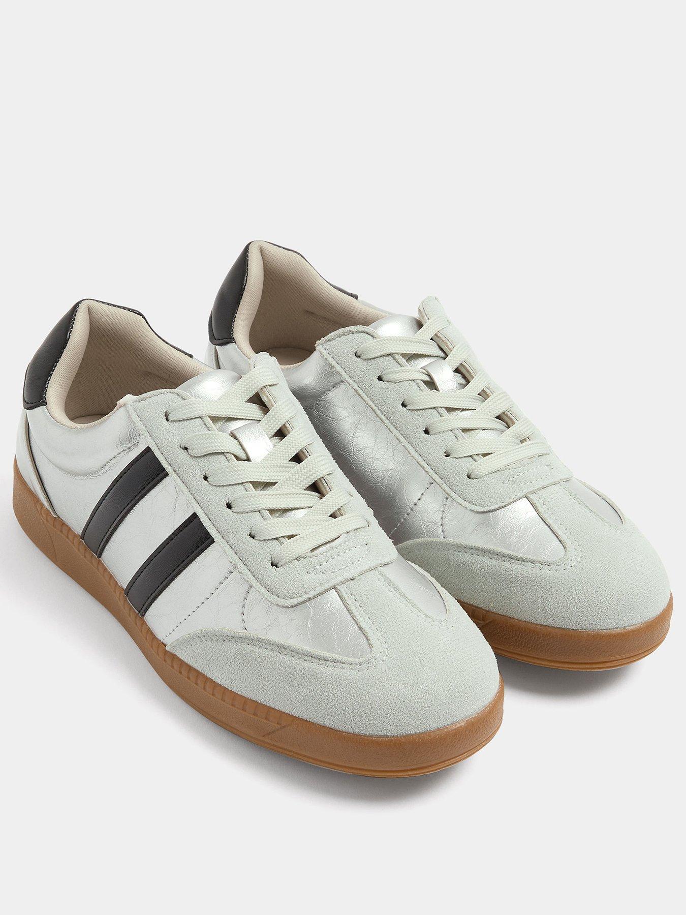 Image 2 of 4 of Yours Womens Wide Fit Lace Up Metallic Trainers - Grey
