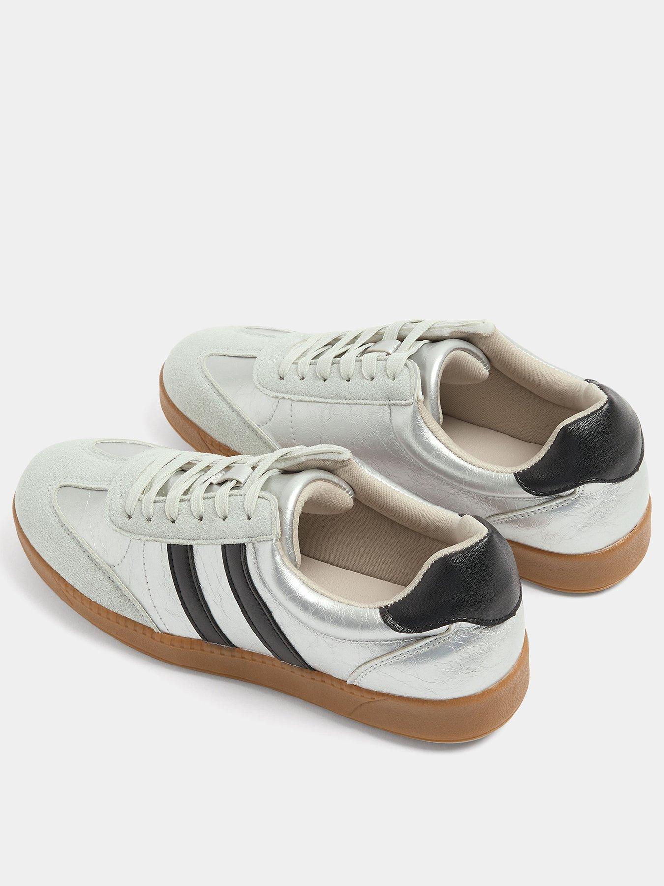 Image 3 of 4 of Yours Womens Wide Fit Lace Up Metallic Trainers - Grey
