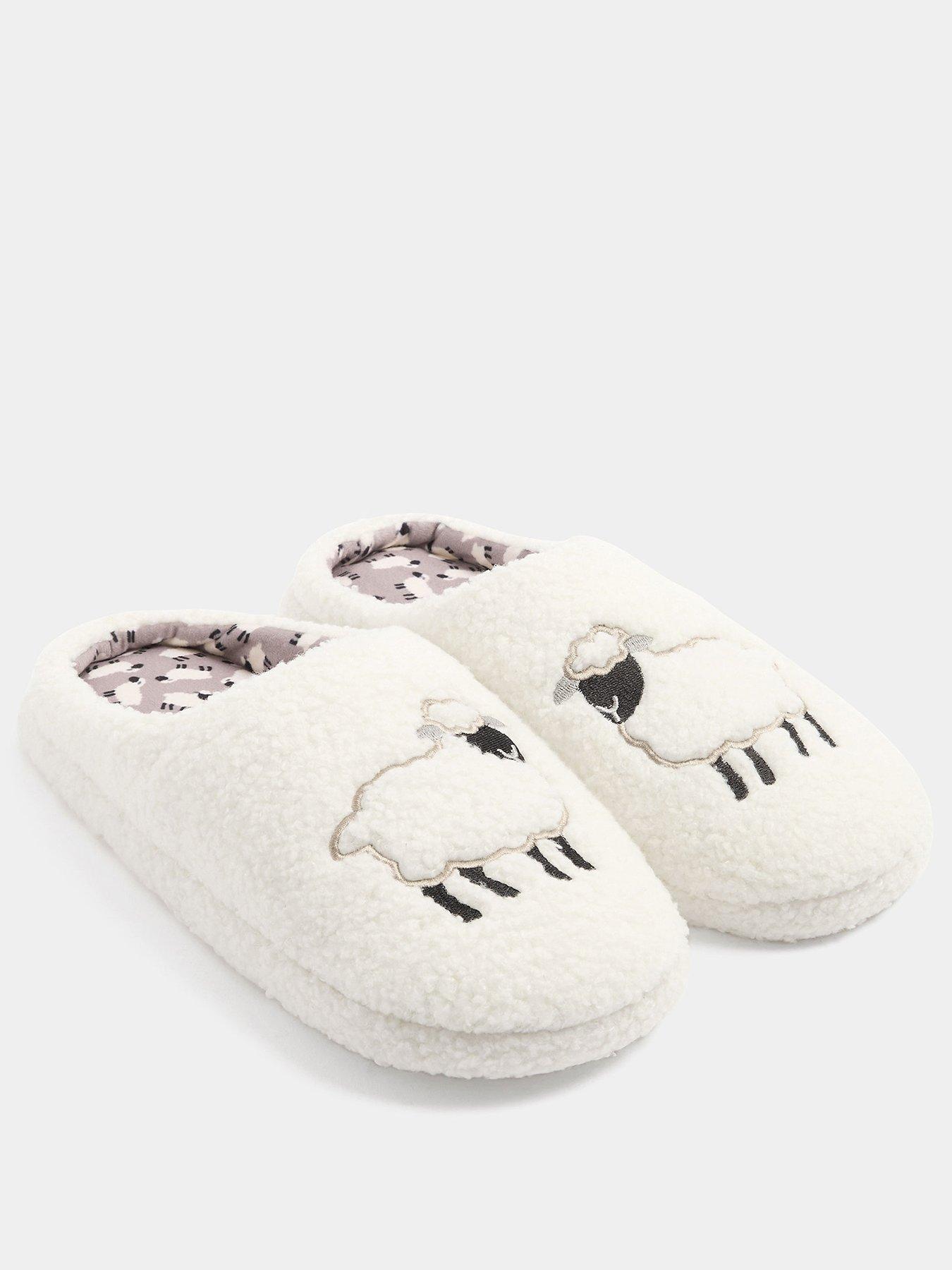 Image 2 of 4 of Yours Womens Borg Cushioned Slip-On Slippers - White