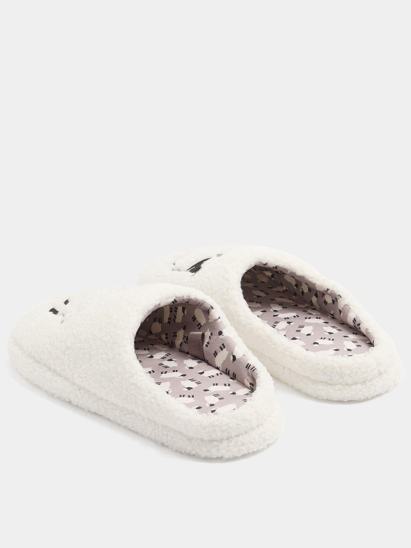 Image 3 of 4 of Yours Womens Borg Cushioned Slip-On Slippers - White