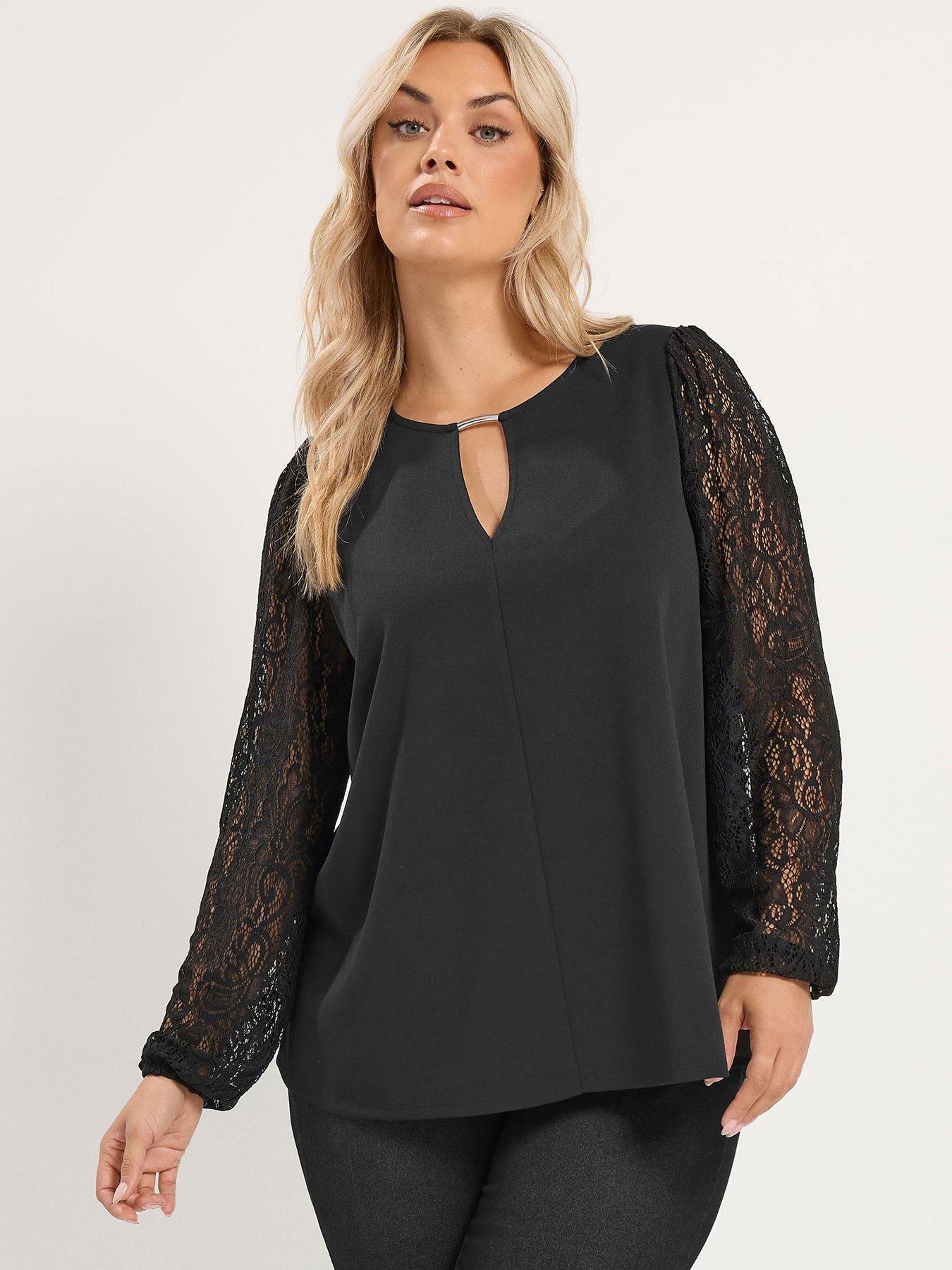 Image 1 of 4 of Yours Curve Long Sleeve Lace Top