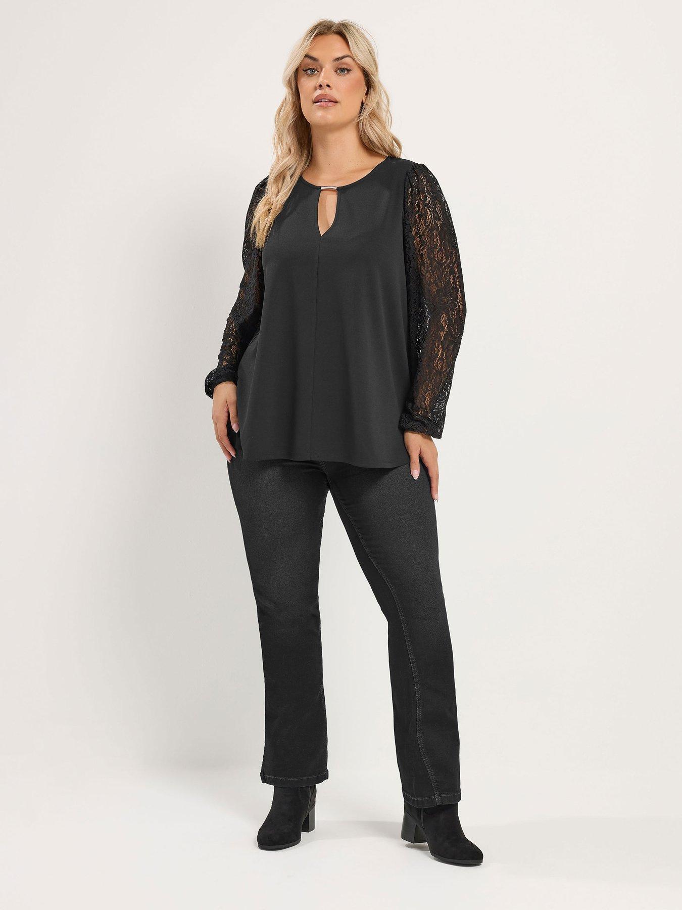 Image 3 of 4 of Yours Curve Long Sleeve Lace Top