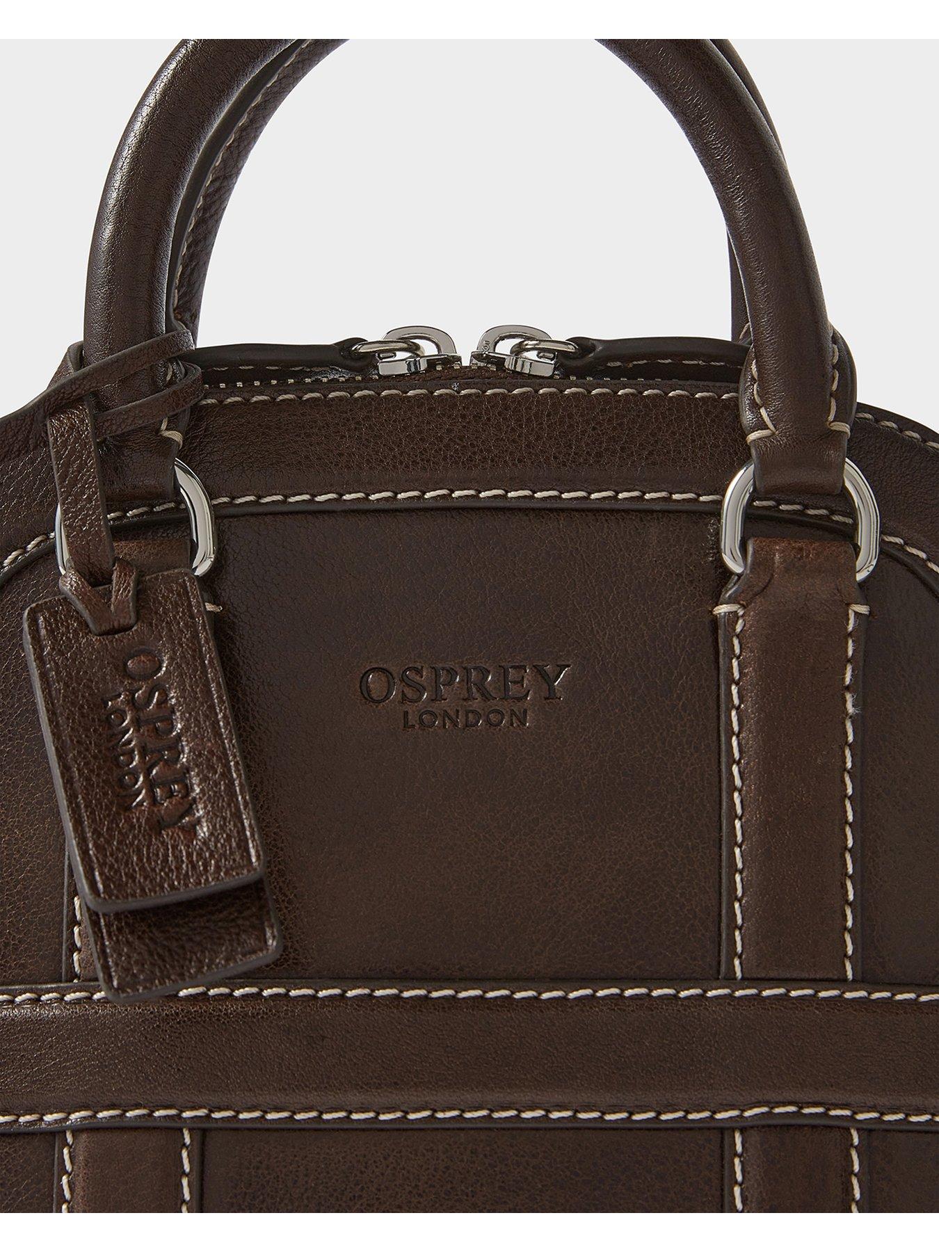 Image 5 of 7 of Osprey London Womens Small Leather Contrast Stitch Bug Bag - Chocolate