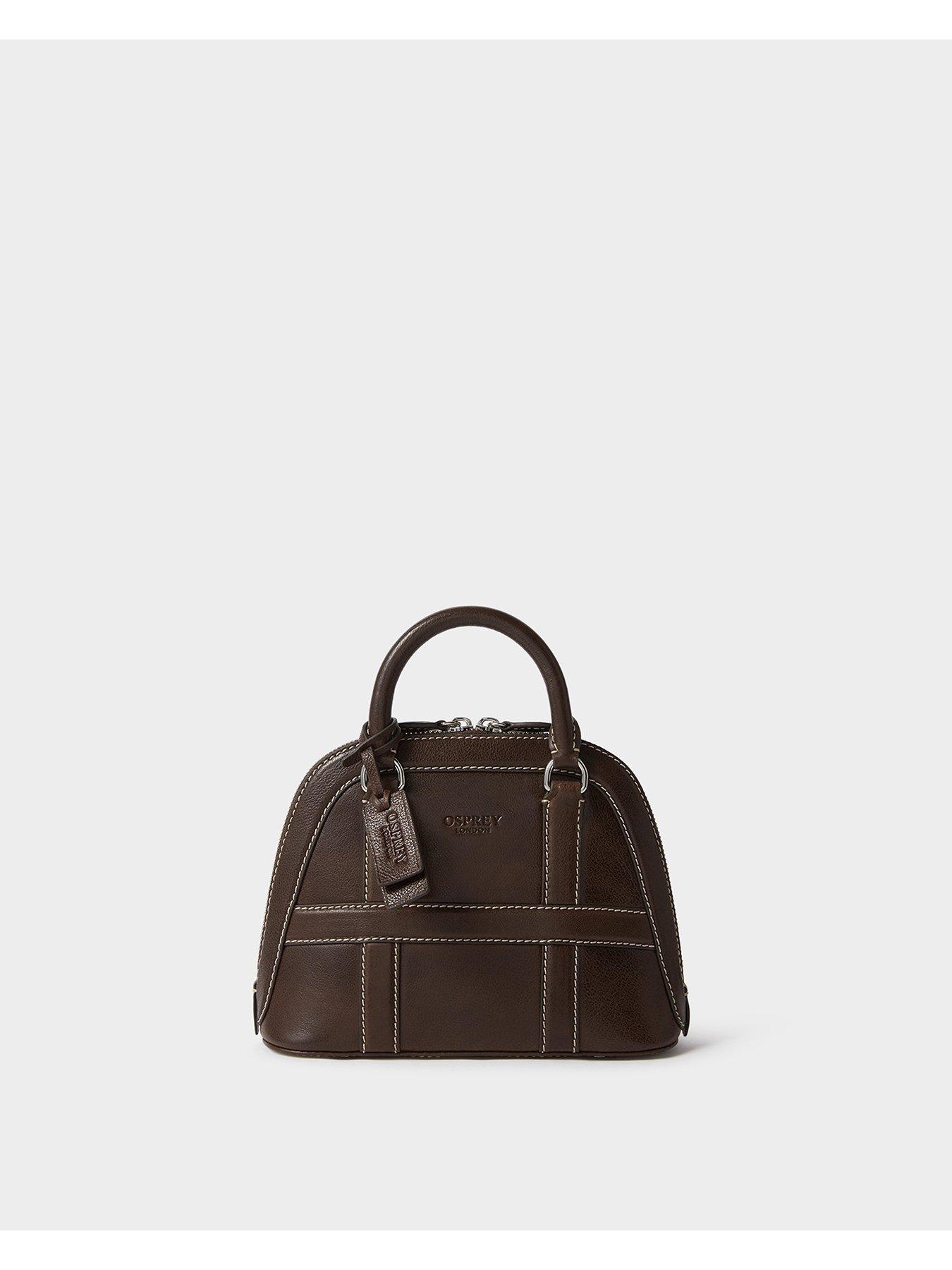 Image 7 of 7 of Osprey London Womens Small Leather Contrast Stitch Bug Bag - Chocolate