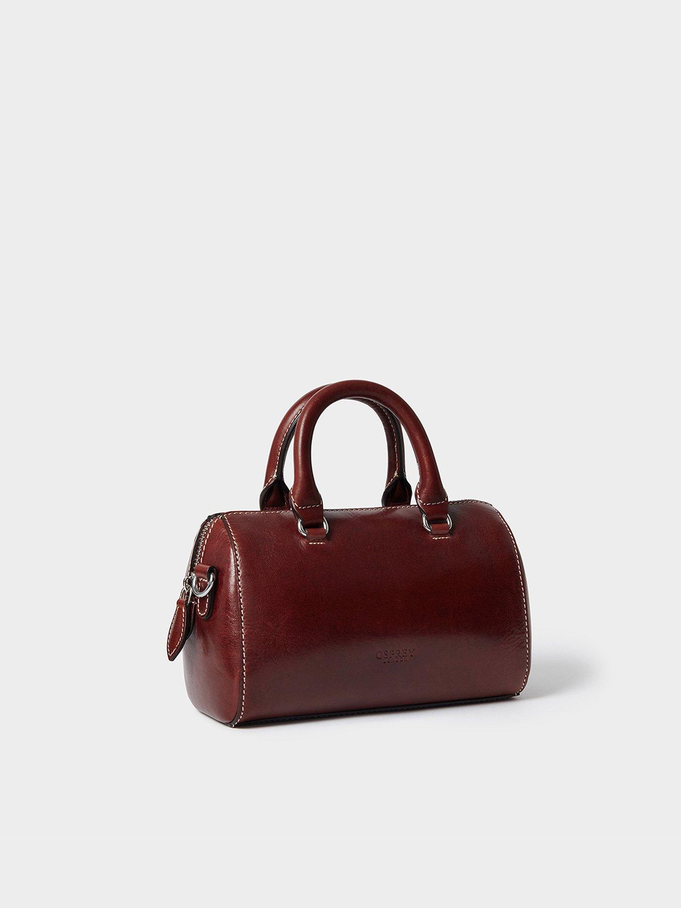 Image 2 of 6 of Osprey London The Madison Mini Leather Barrel Bag - Bitter Chocolate