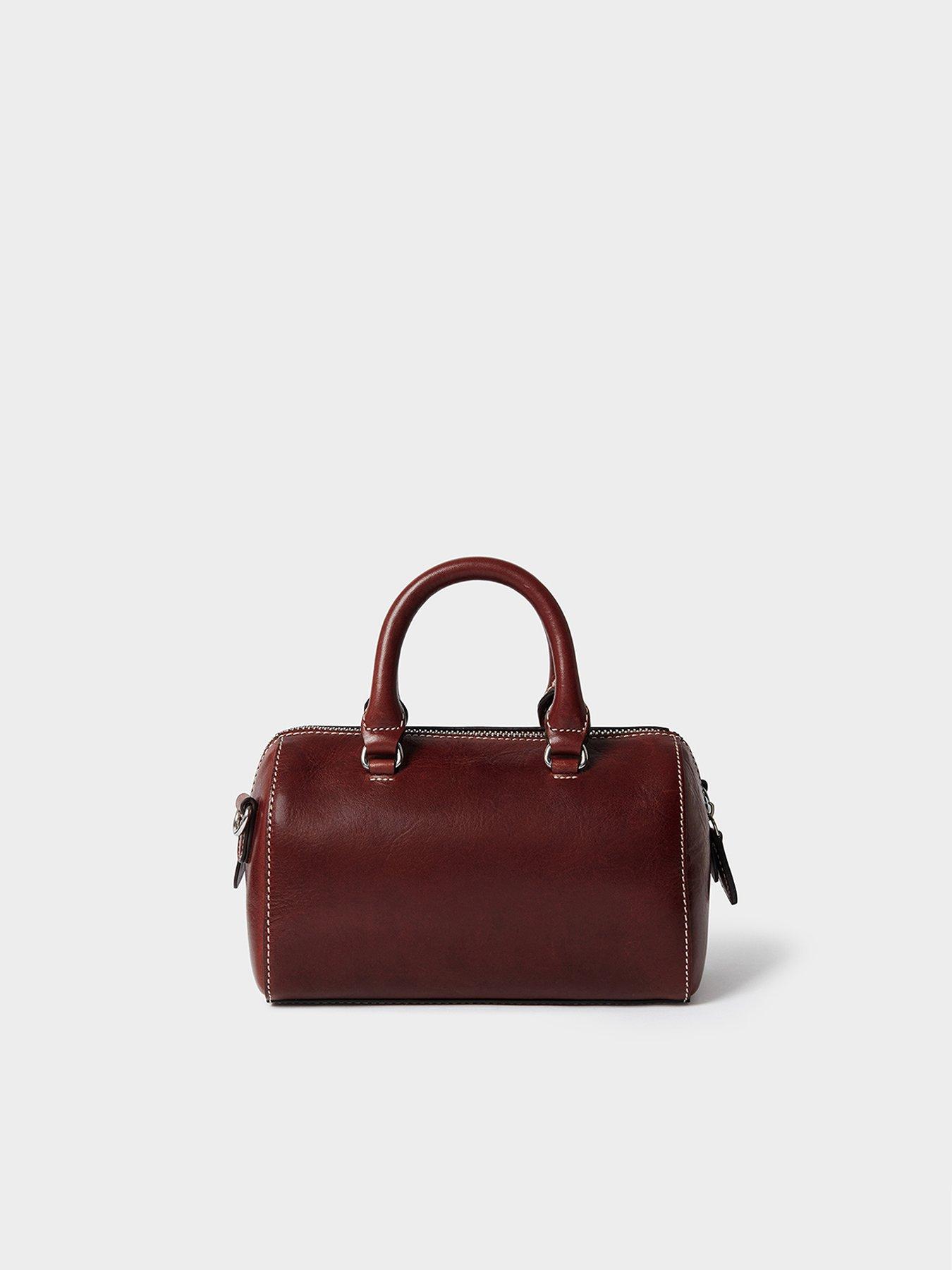 Image 3 of 6 of Osprey London The Madison Mini Leather Barrel Bag - Bitter Chocolate