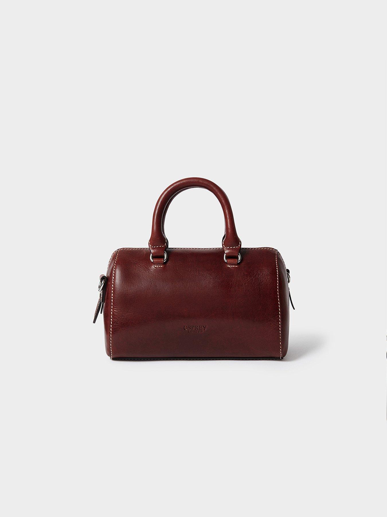 Image 6 of 6 of Osprey London The Madison Mini Leather Barrel Bag - Bitter Chocolate