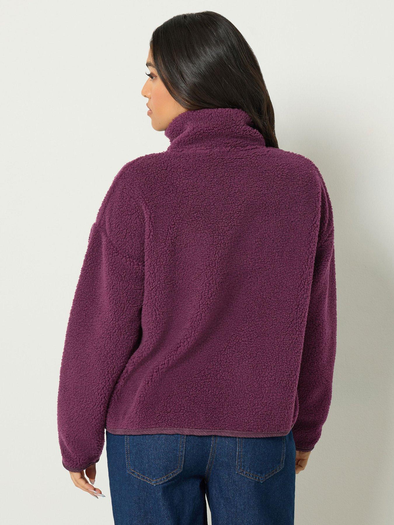 Image 2 of 4 of PixieGirl Womens Petite Zip-Through Borg Cord Pocket Fleece Jacket - Red