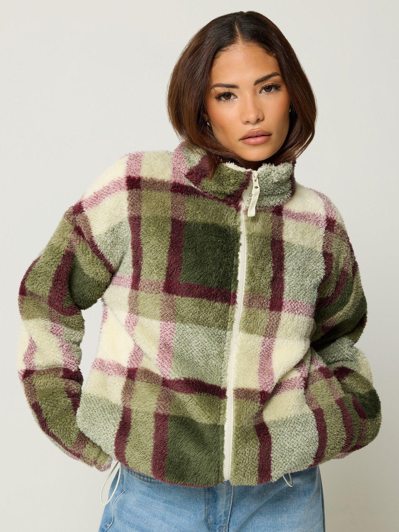 Image 1 of 4 of PixieGirl Petite Check Zip Fleece Jacket