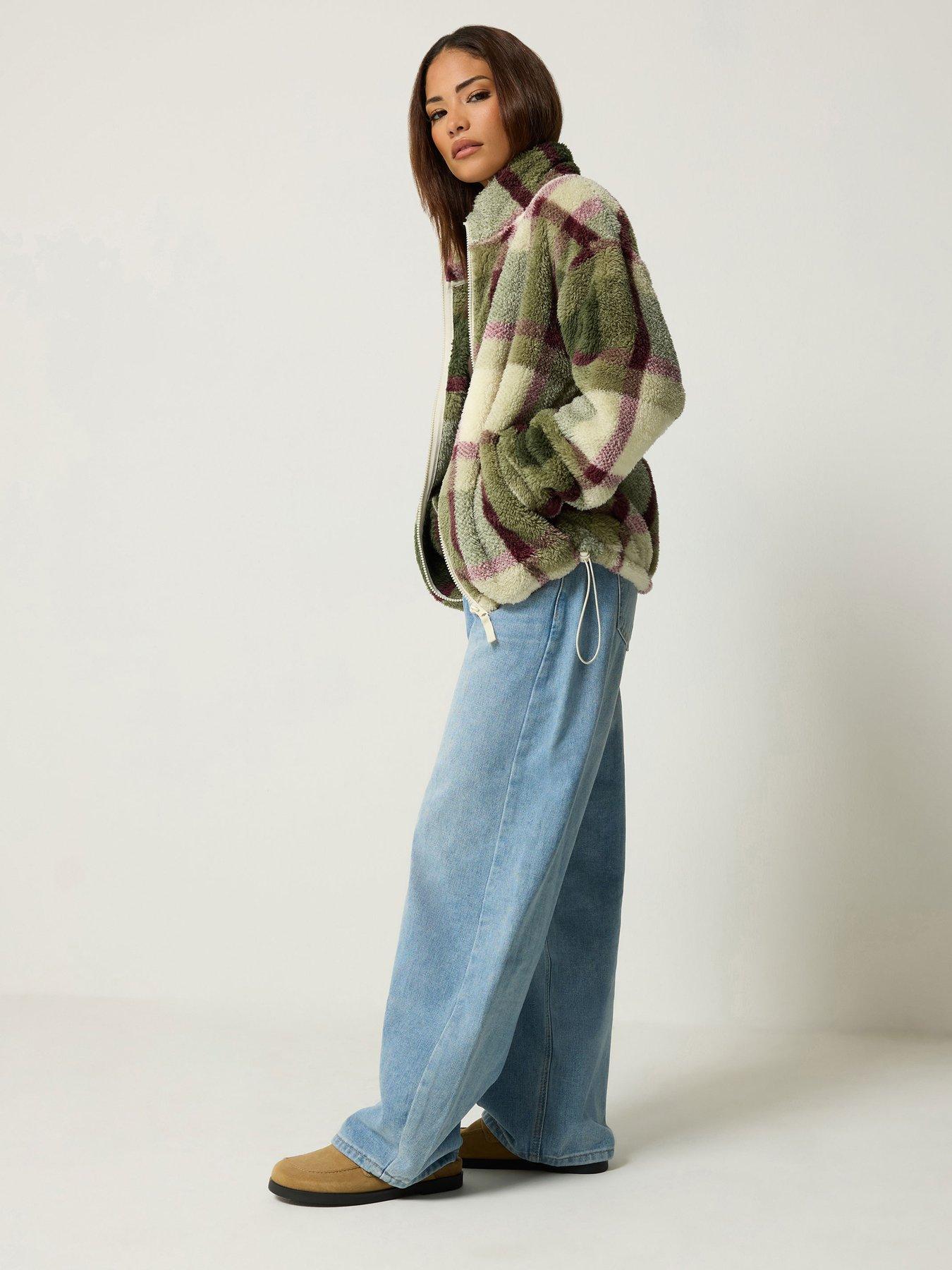 Image 3 of 4 of PixieGirl Petite Check Zip Fleece Jacket