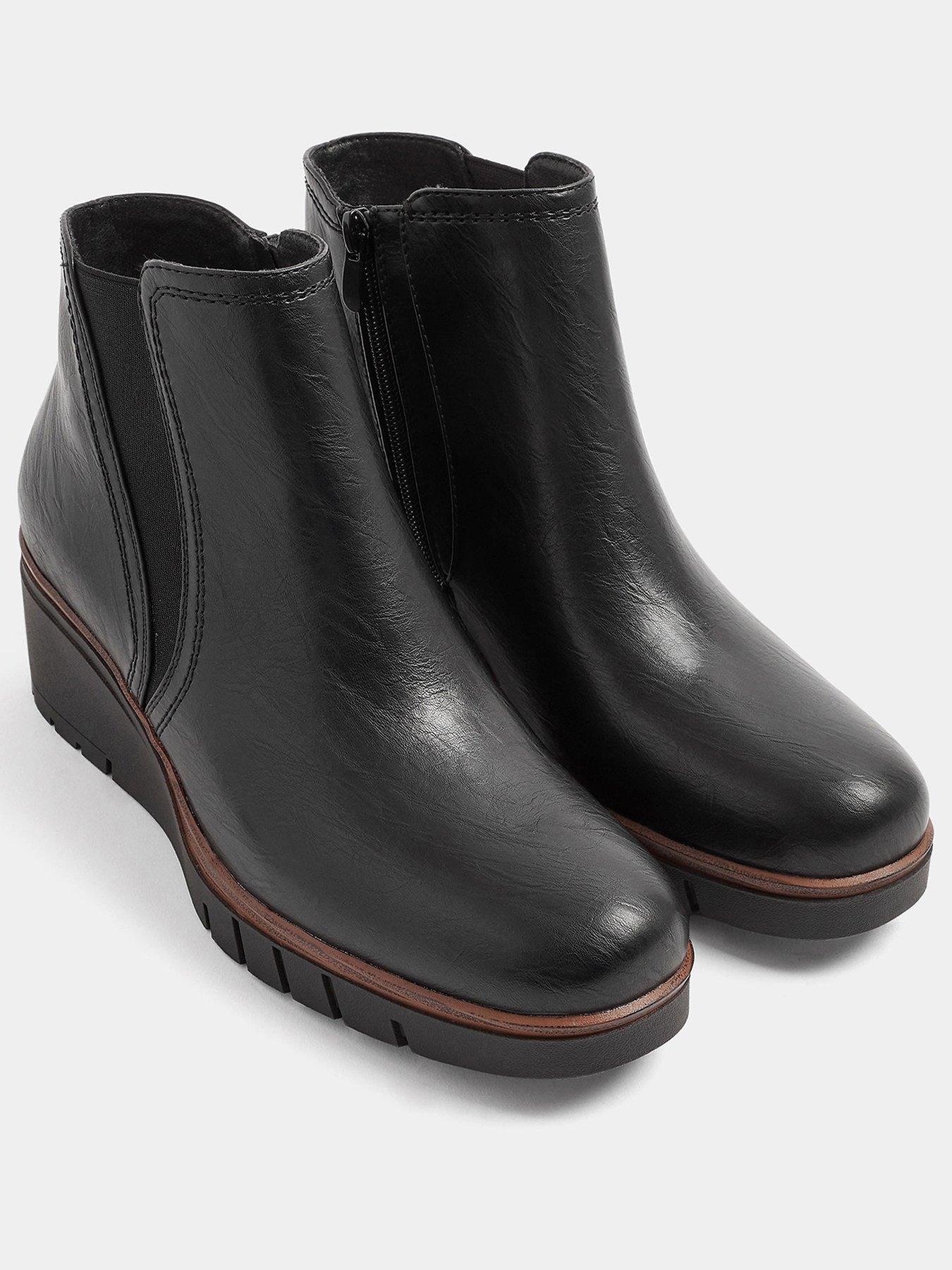 Image 2 of 4 of Yours Yours Womens Extra Wide Fit Elasticated Wedge Boots - Black