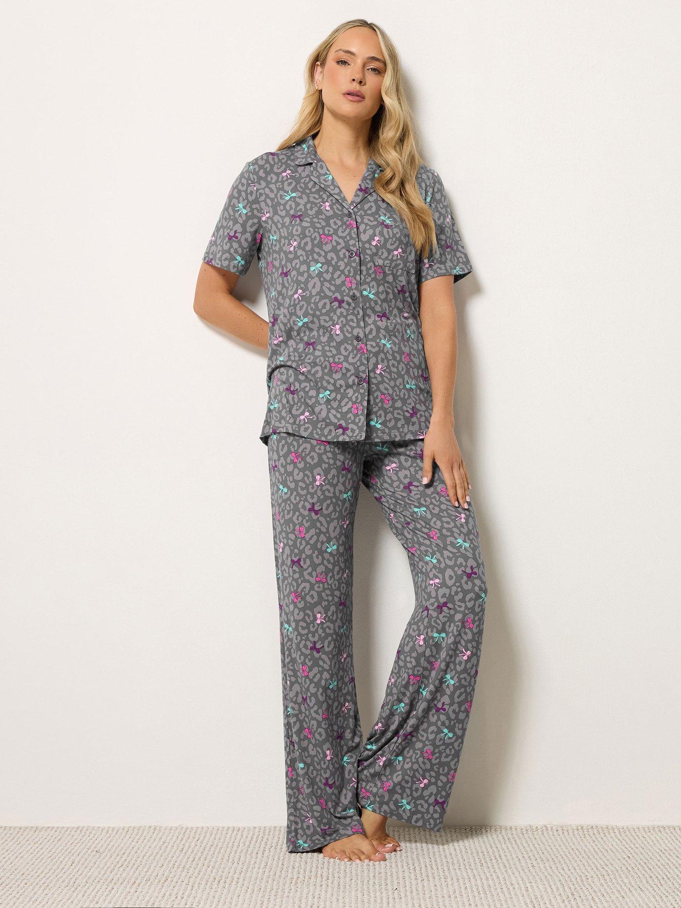 Image 3 of 4 of Long Tall Sally Womens Tall Soft Touch Button Front Pyjama Set - Grey