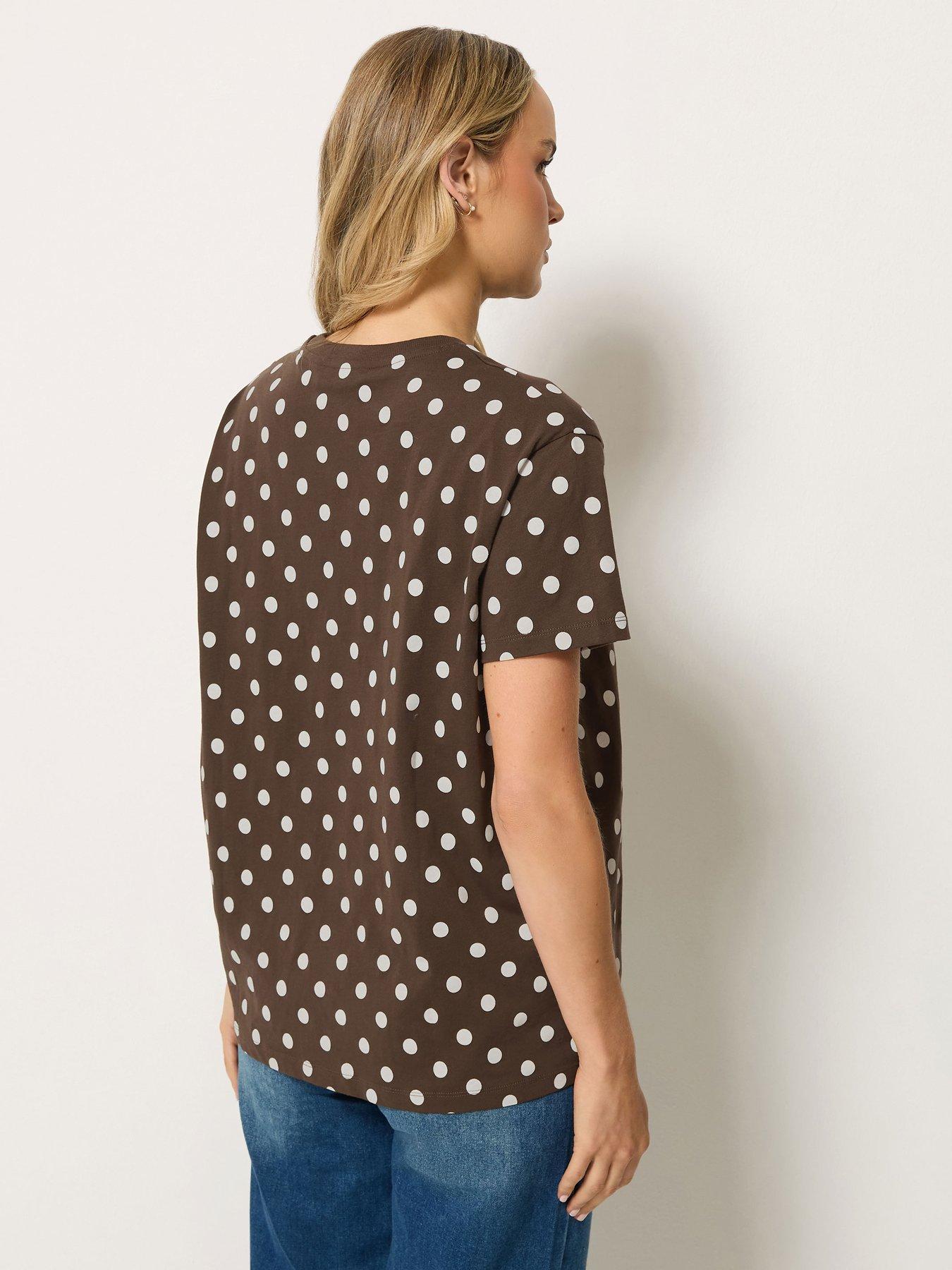 Image 2 of 4 of Long Tall Sally Womens Tall Oversized Spot Print T-Shirt - Brown