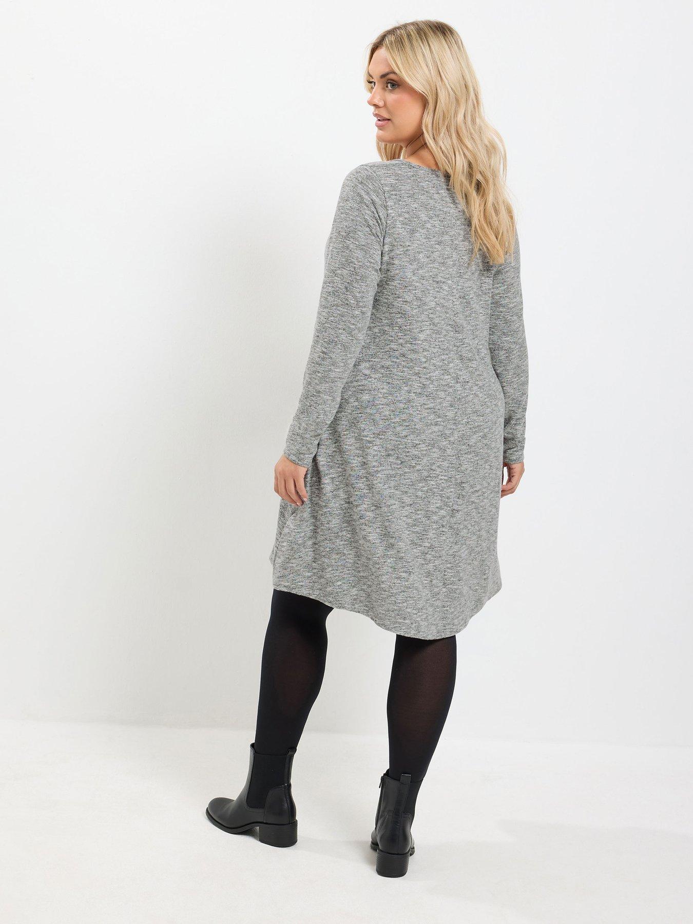 Image 2 of 4 of Yours Womens Curve Soft Touch Swing Pocket Dress - Grey