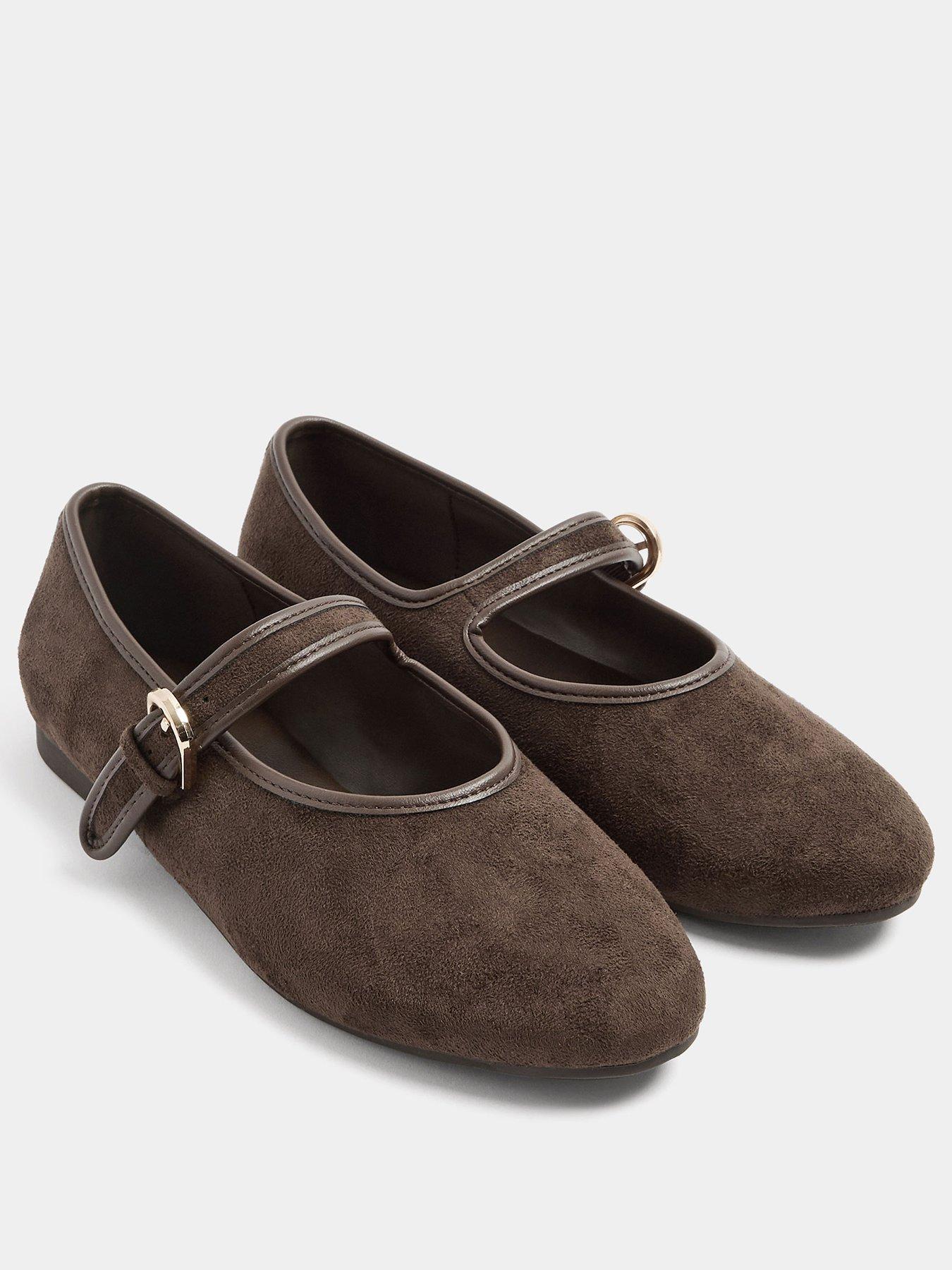 Image 2 of 4 of Long Tall Sally Womens Tall Contrast Binding Buckle Mary Jane Shoes - Brown