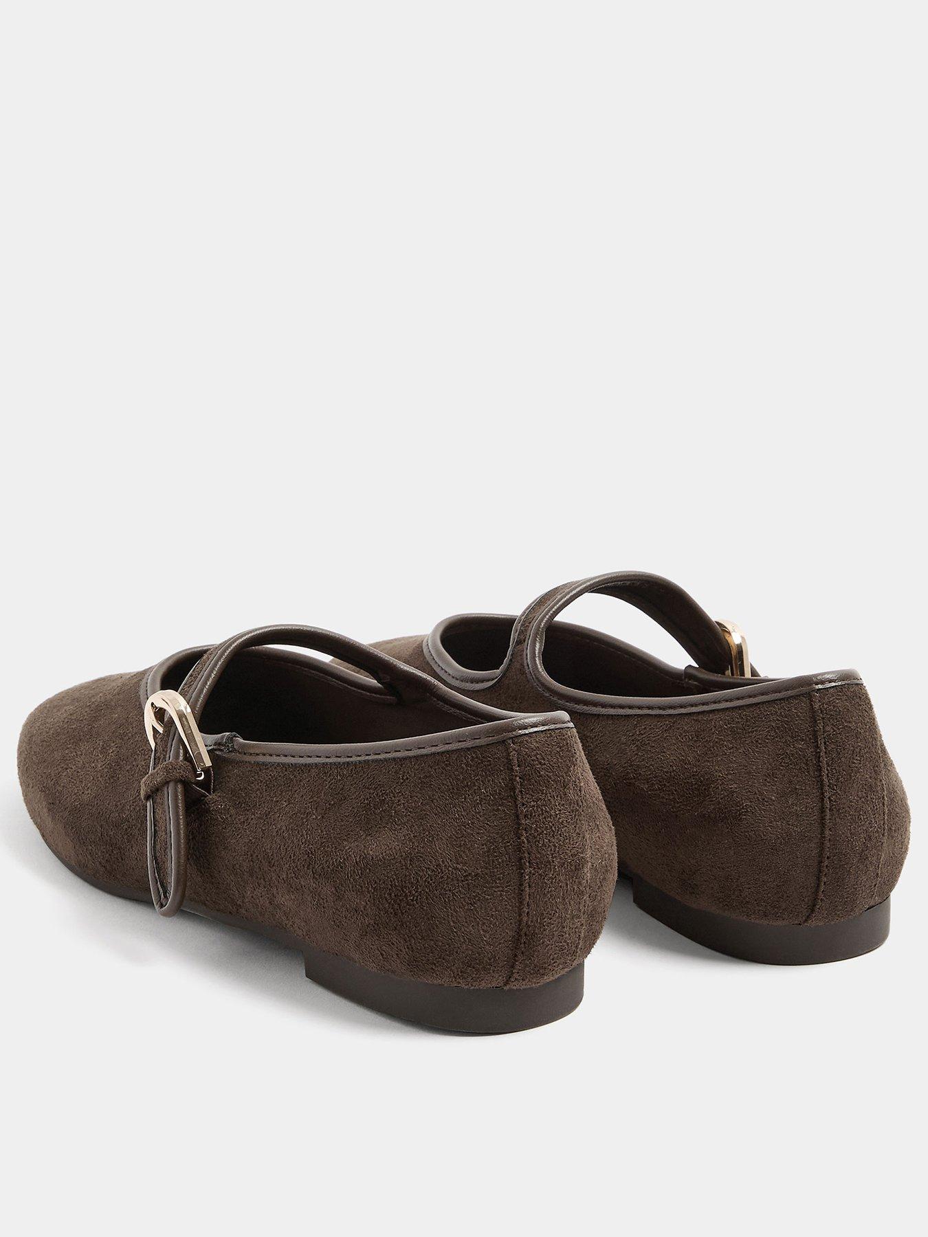 Image 3 of 4 of Long Tall Sally Womens Tall Contrast Binding Buckle Mary Jane Shoes - Brown