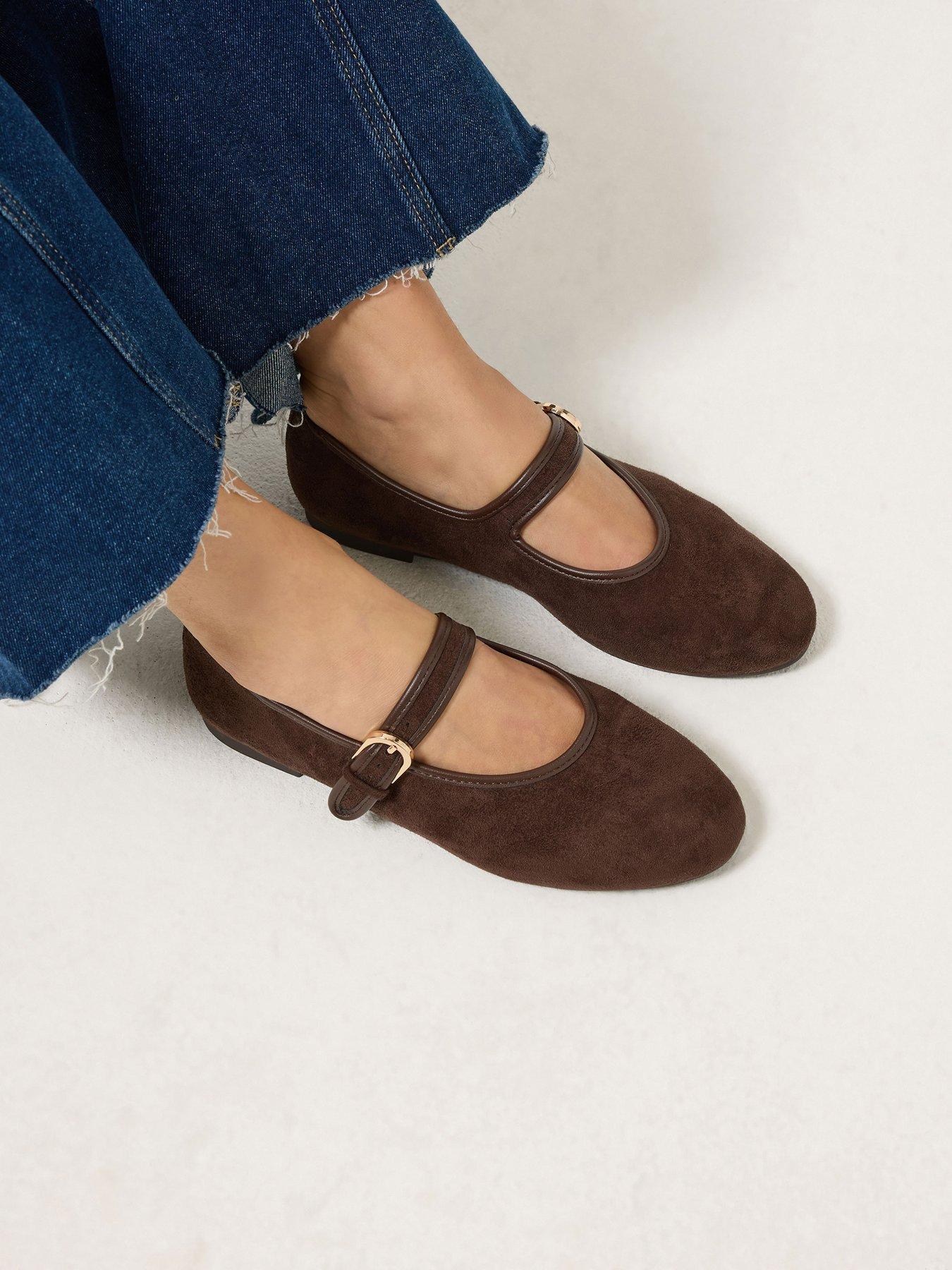 Image 4 of 4 of Long Tall Sally Womens Tall Contrast Binding Buckle Mary Jane Shoes - Brown