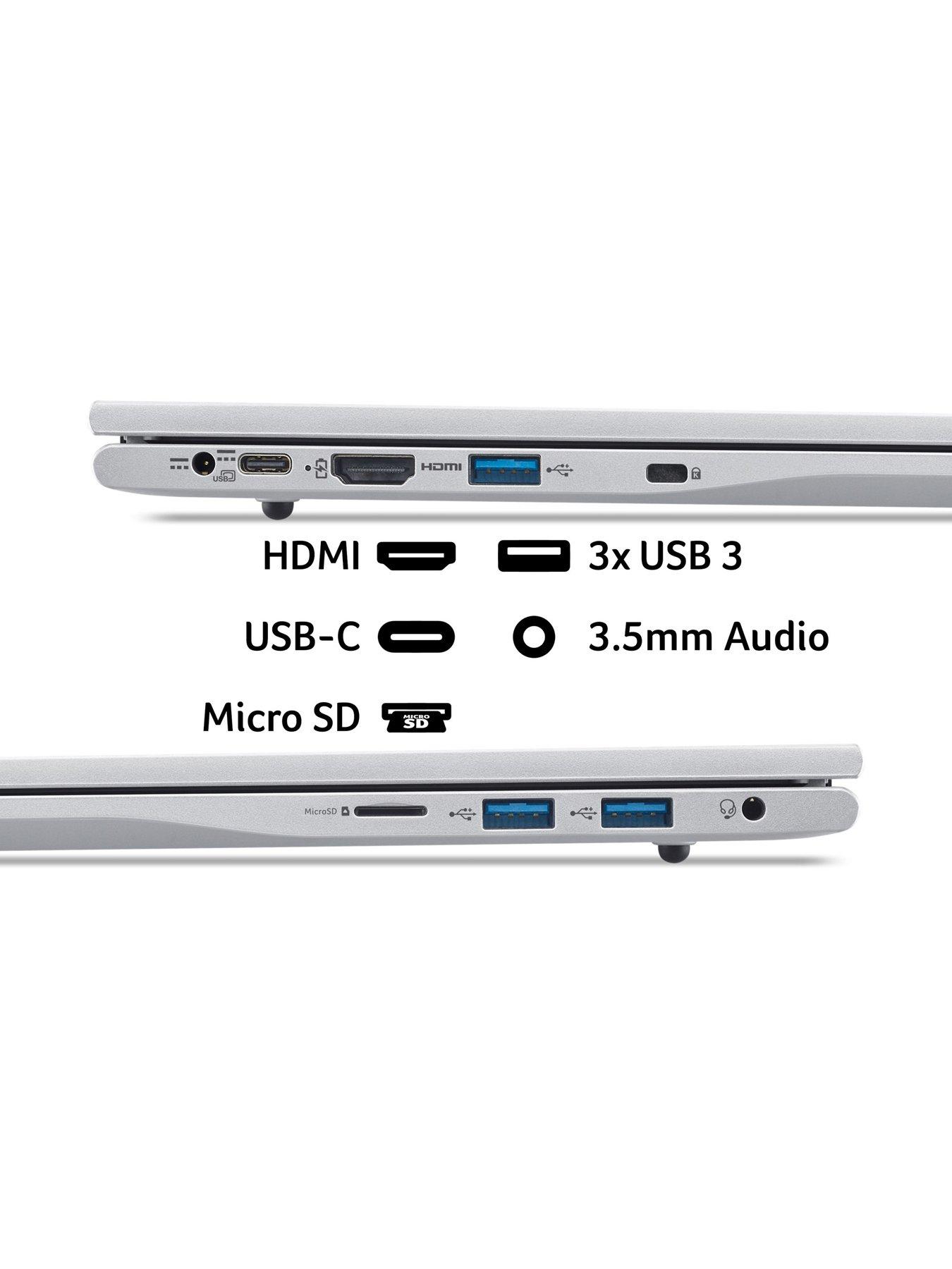Image 3 of 7 of Acer Aspire Lite Laptop - Intel N150, 8GB RAM, 128GB SSD, 17.3in HD+ , Silver - No Power Adaptor Included