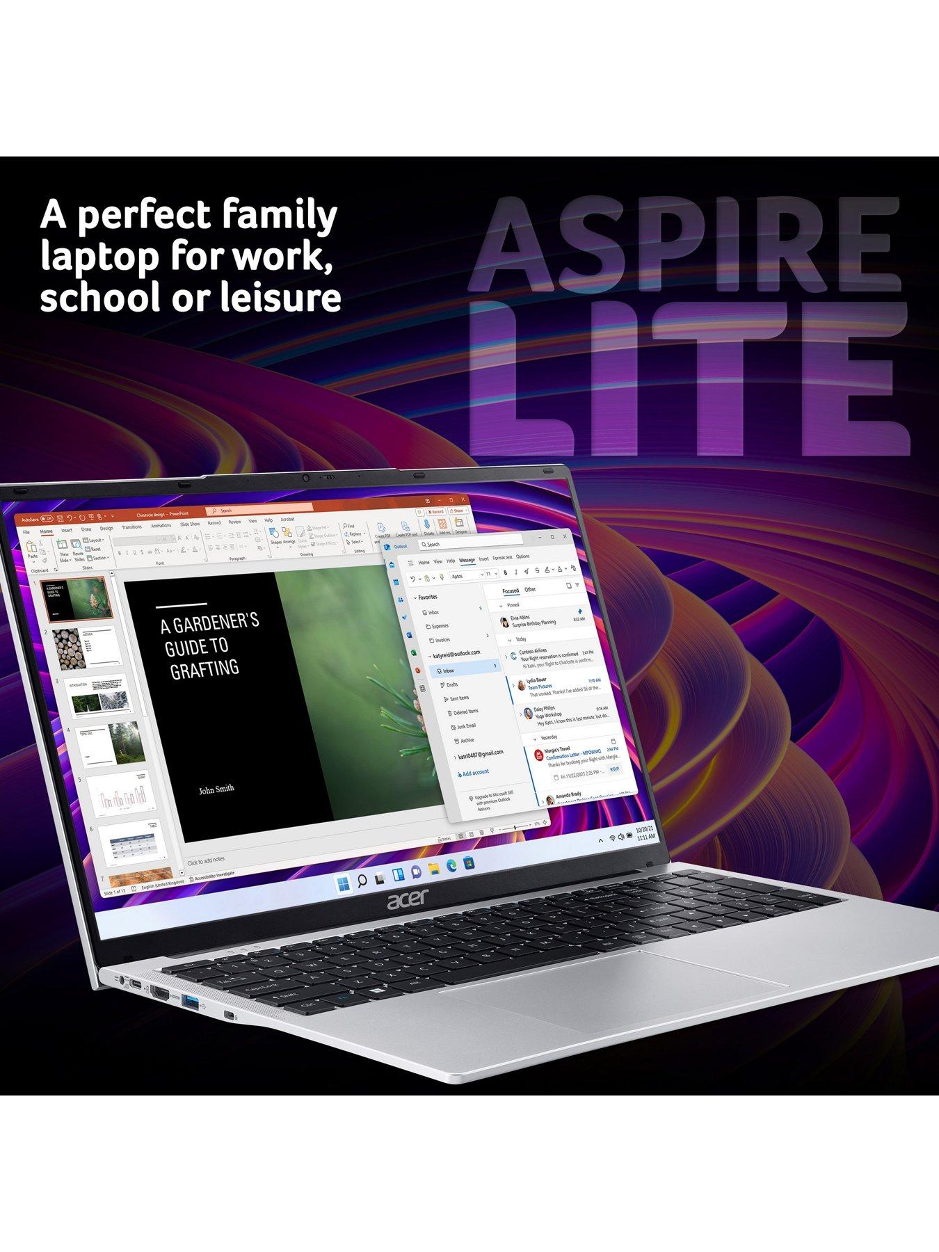 Image 4 of 7 of Acer Aspire Lite Laptop - Intel N150, 8GB RAM, 128GB SSD, 17.3in HD+ , Silver - No Power Adaptor Included
