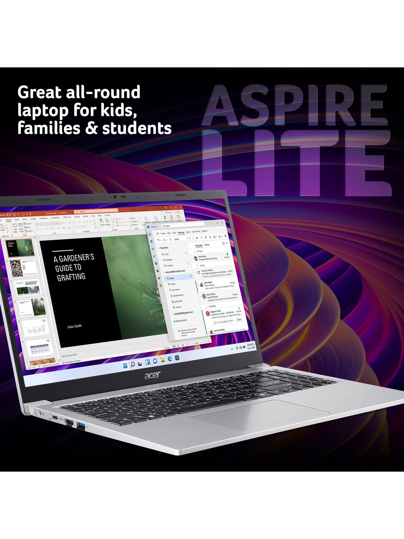 Image 4 of 7 of Acer Aspire Lite Laptop - Intel Core 3, 8GB RAM, 256GB SSD, 15.6in FHD IPS, Silver - No Power Adaptor Included