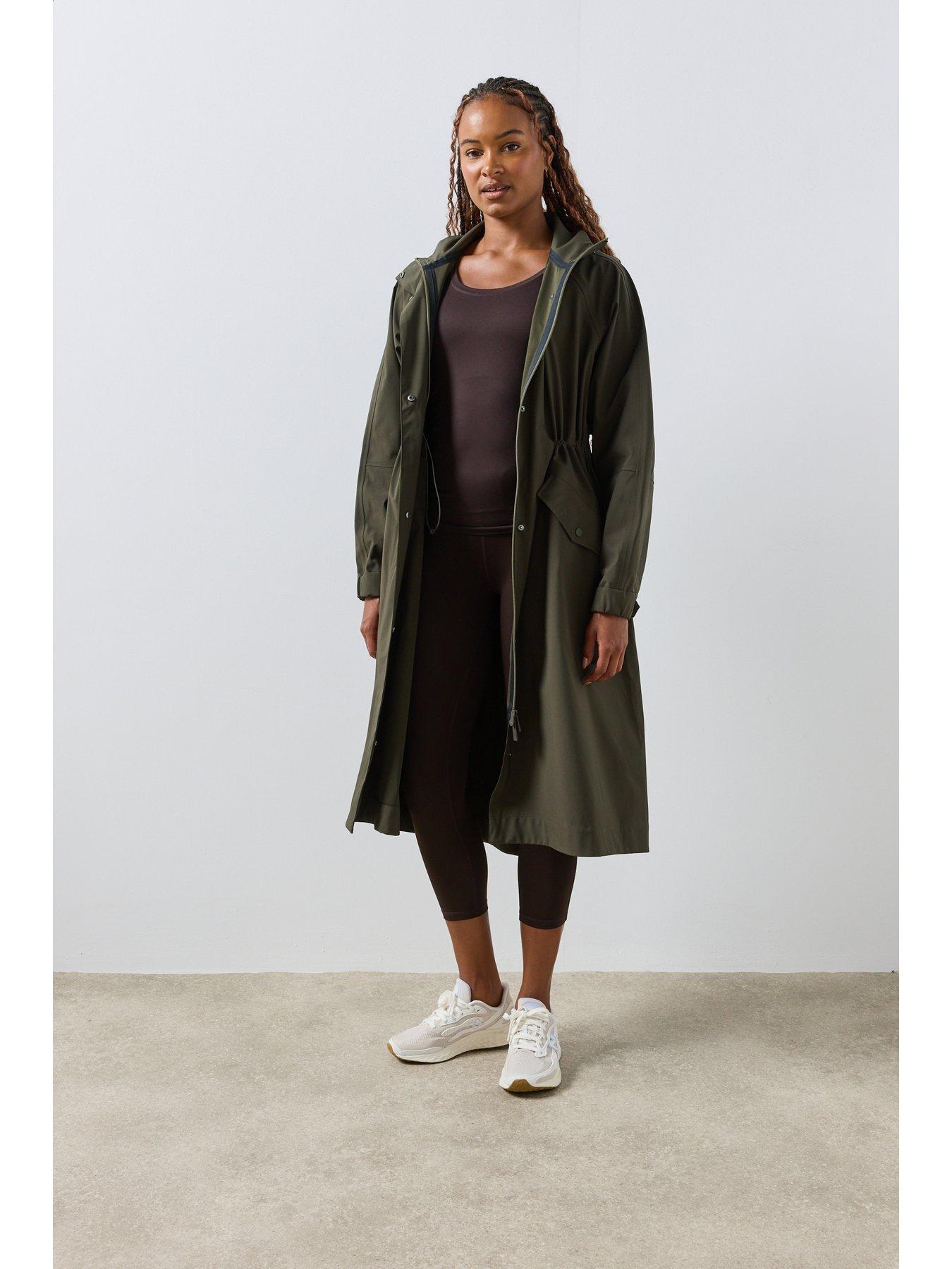 Image 1 of 6 of Sweaty Betty Womens Motion Waterproof Longline Hooded Parka - Green