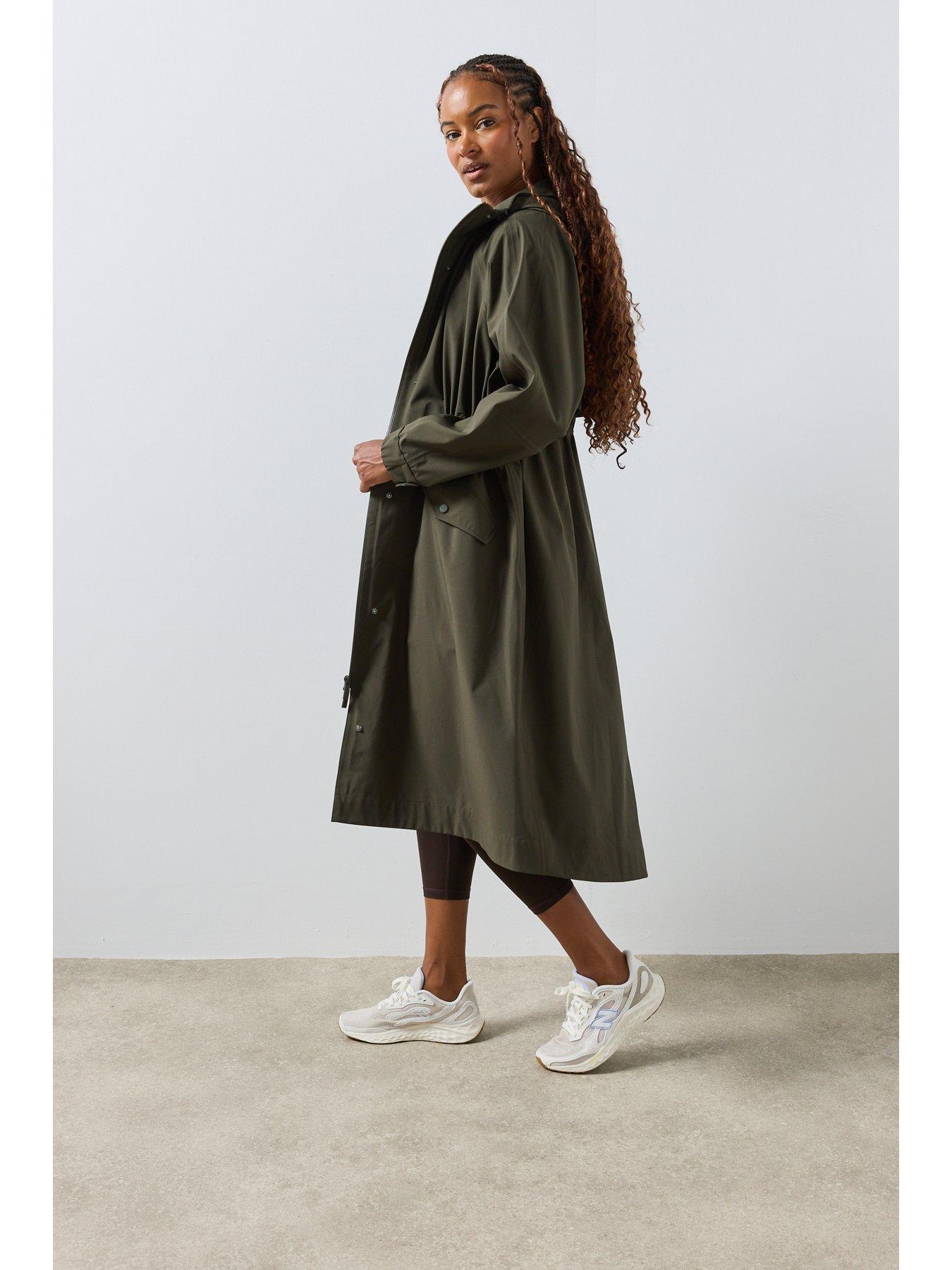 Image 3 of 6 of Sweaty Betty Womens Motion Waterproof Longline Hooded Parka - Green