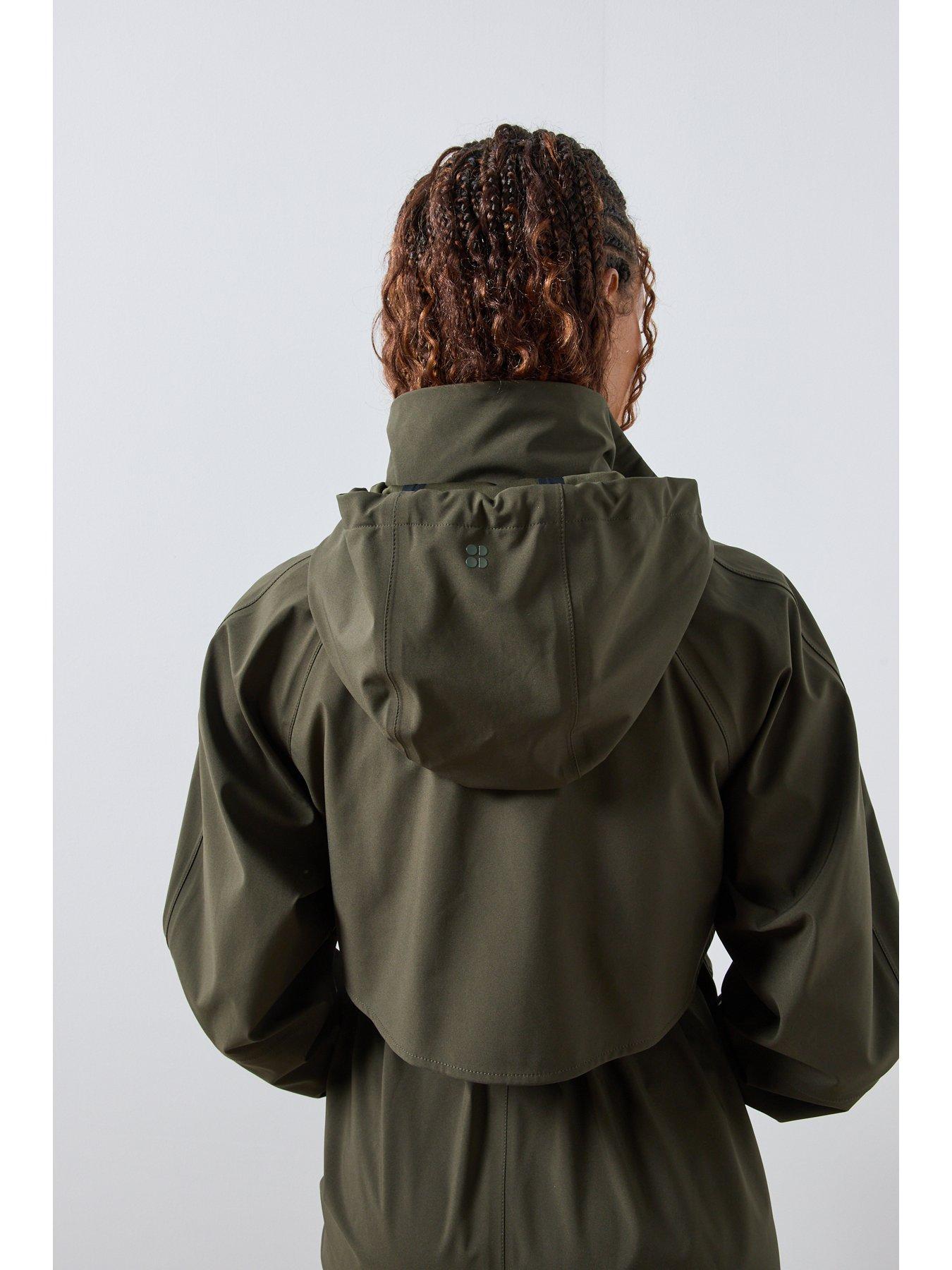 Image 4 of 6 of Sweaty Betty Womens Motion Waterproof Longline Hooded Parka - Green