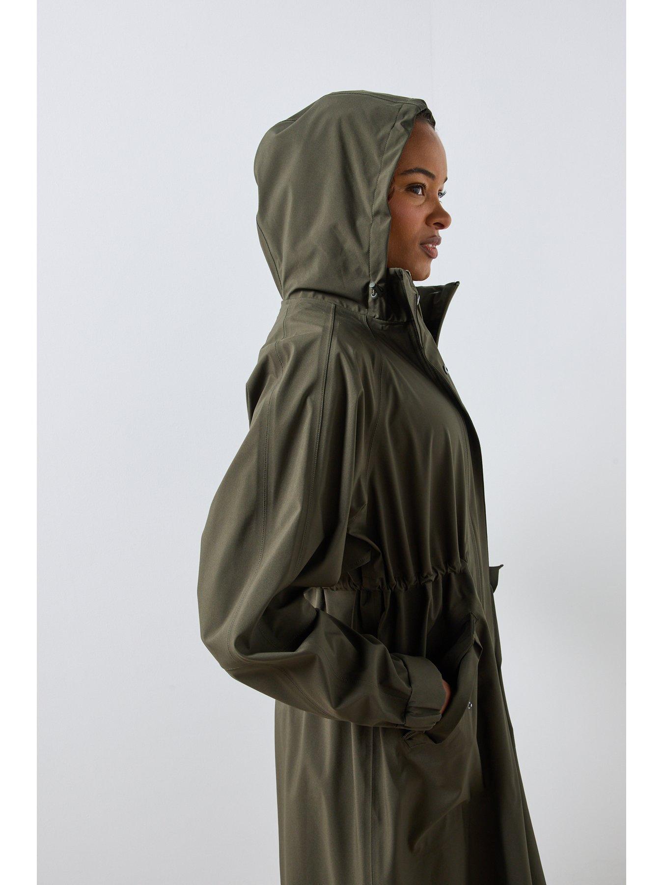 Image 5 of 6 of Sweaty Betty Womens Motion Waterproof Longline Hooded Parka - Green