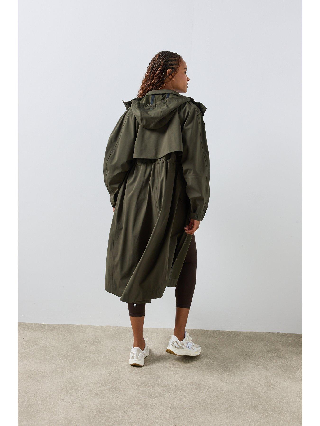 Image 6 of 6 of Sweaty Betty Womens Motion Waterproof Longline Hooded Parka - Green