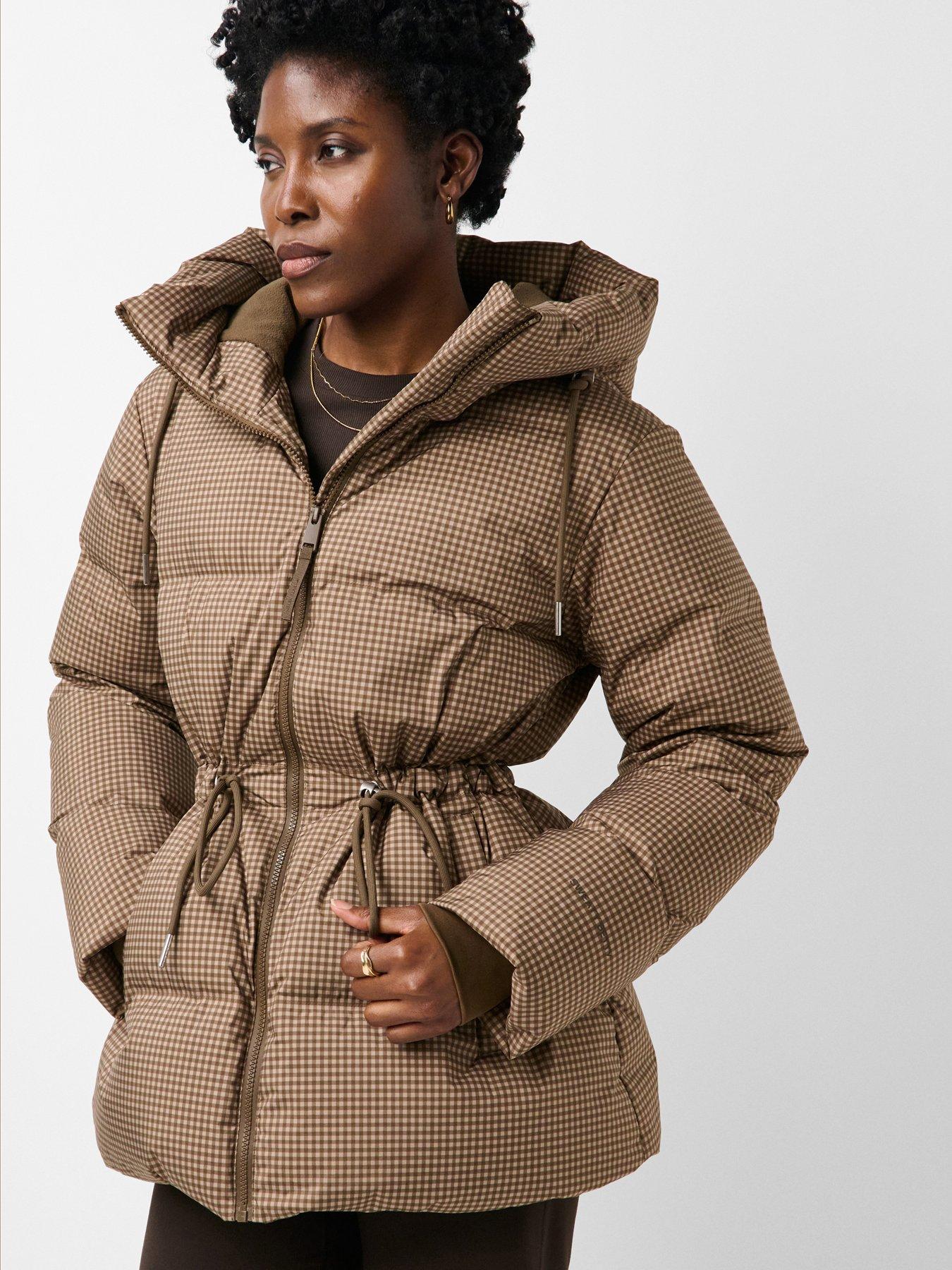 Image 1 of 7 of Sweaty Betty Womens Nimbus Cinched Waist Hooded Puffer Jacket - Beige