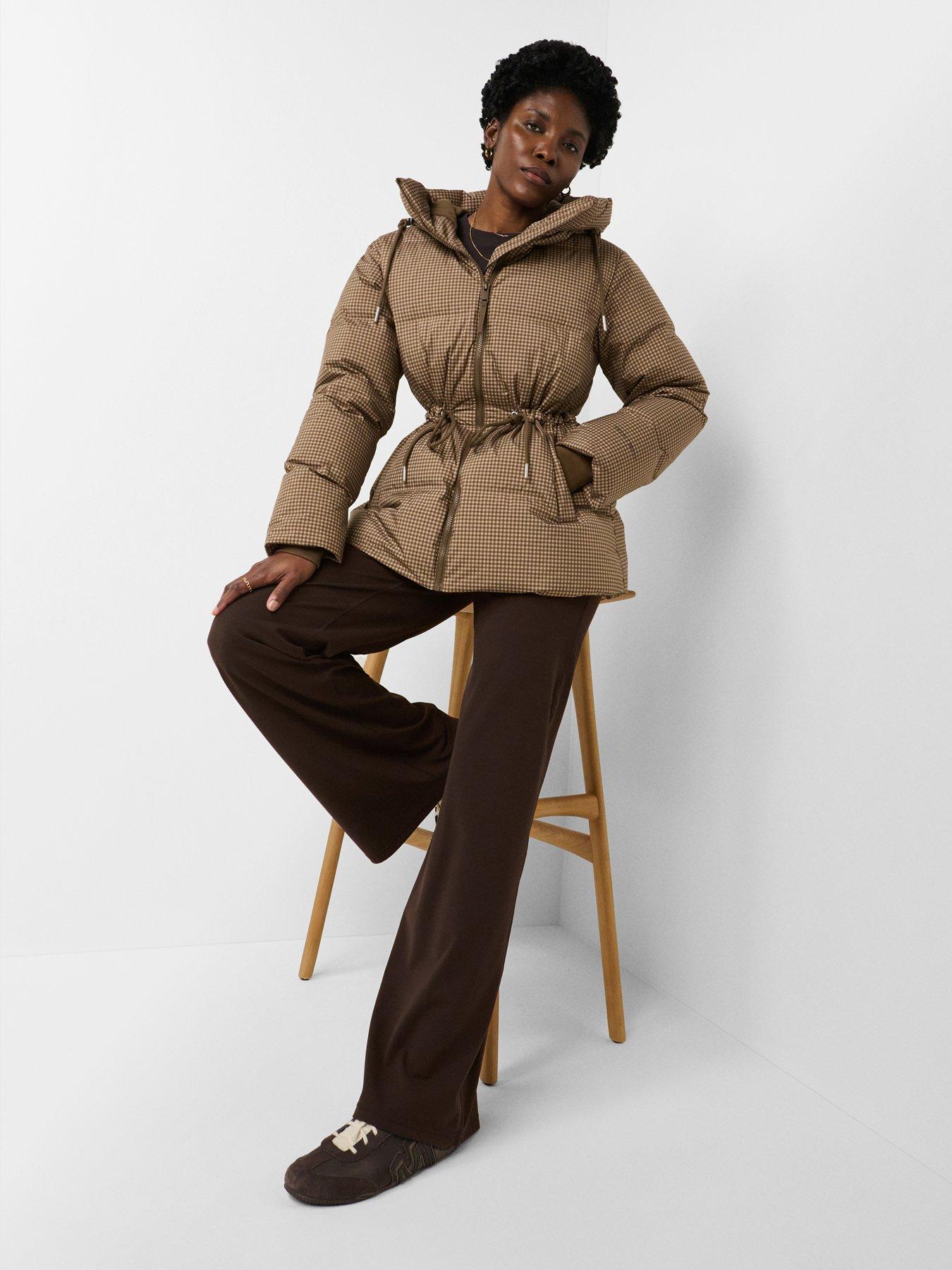 Image 3 of 7 of Sweaty Betty Womens Nimbus Cinched Waist Hooded Puffer Jacket - Beige