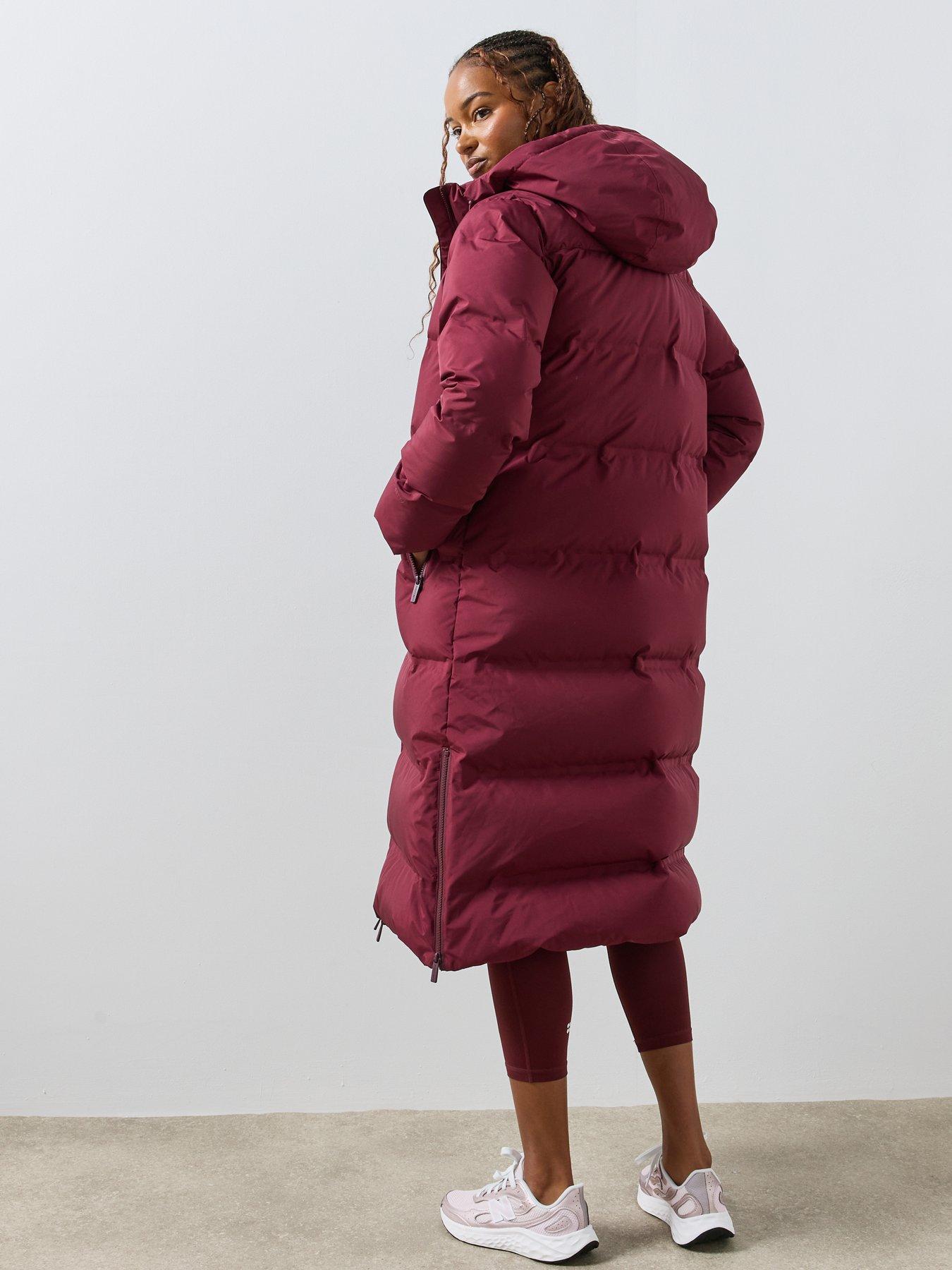 Image 3 of 6 of Sweaty Betty Womens Nimbus Longline Waterproof Hooded Puffer Jacket - Red