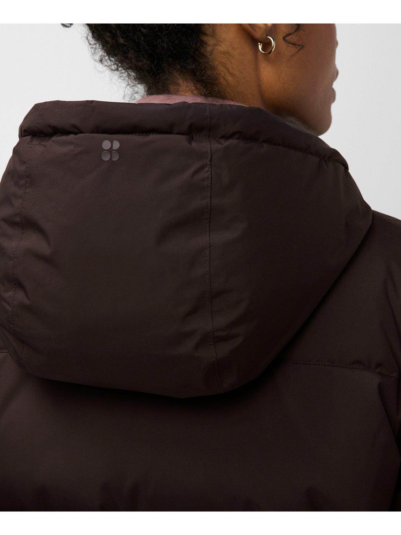 Image 4 of 7 of Sweaty Betty Womens Nimbus Longline Waterproof Puffer - Brown