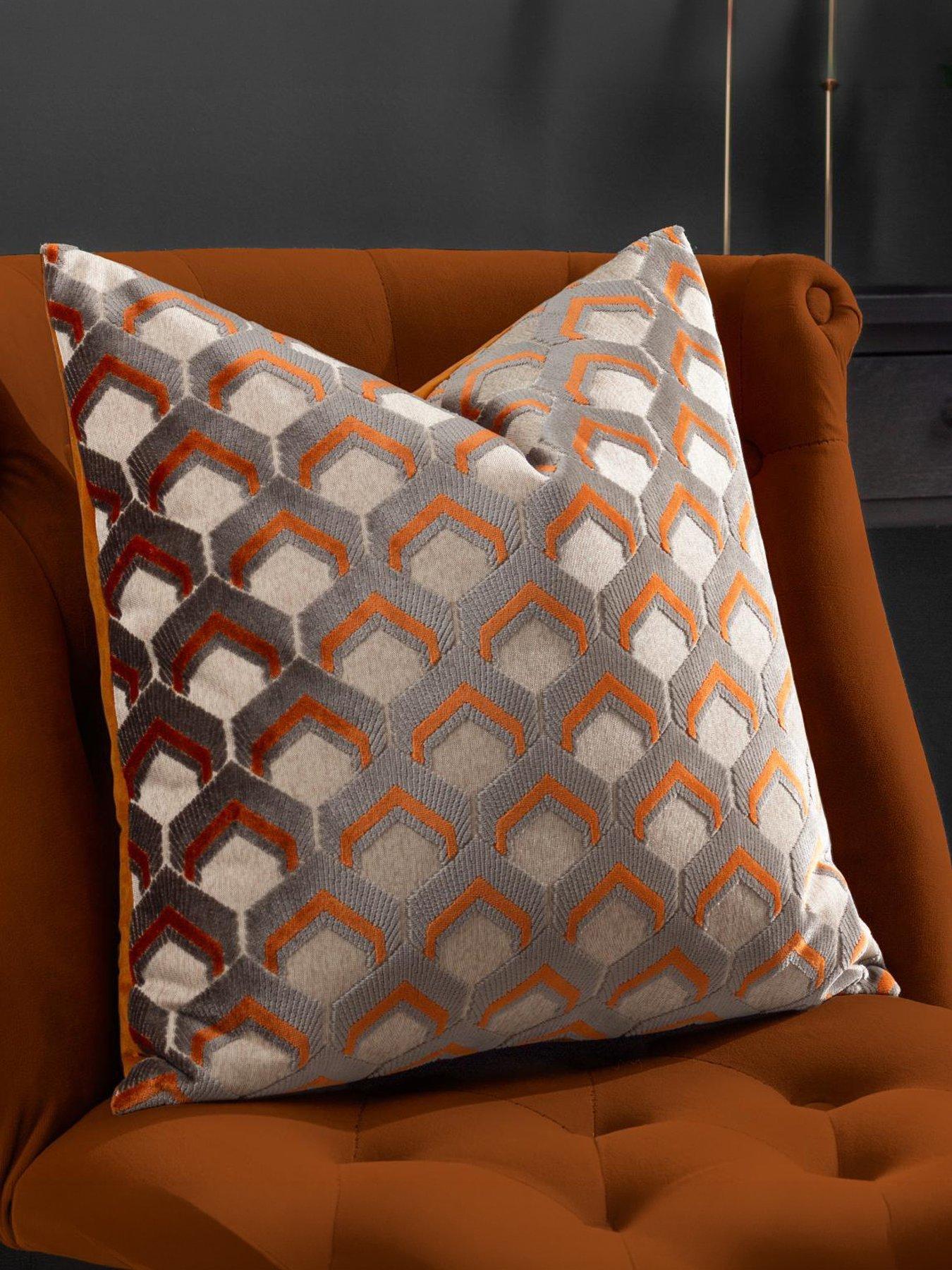 Image 1 of 5 of Paoletti Ledbury 45x45 Polyester Cushion Ginger/grey