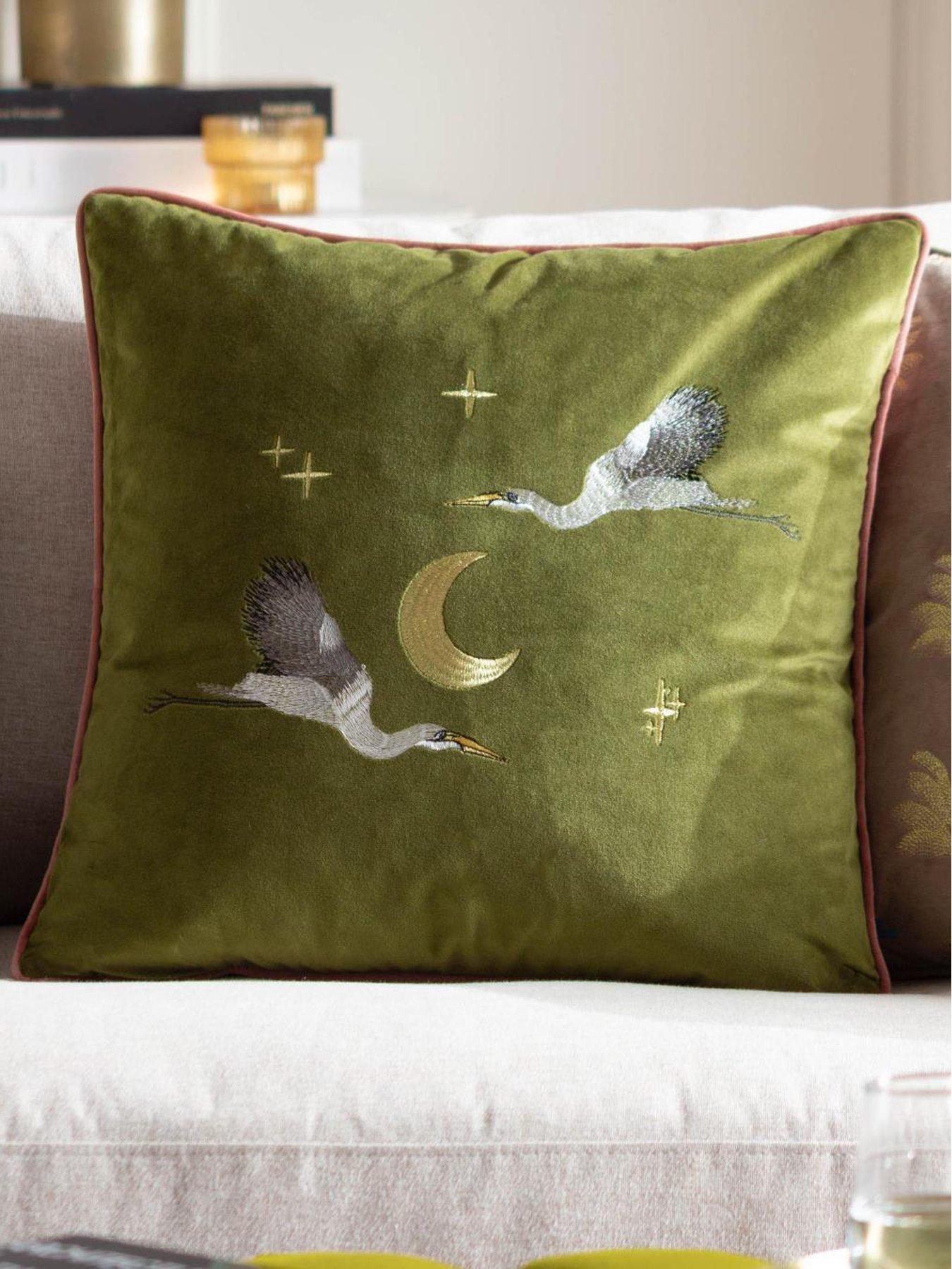 Image 1 of 5 of Paoletti Moonlit Flight 45x45 Polyester Cushion Olive