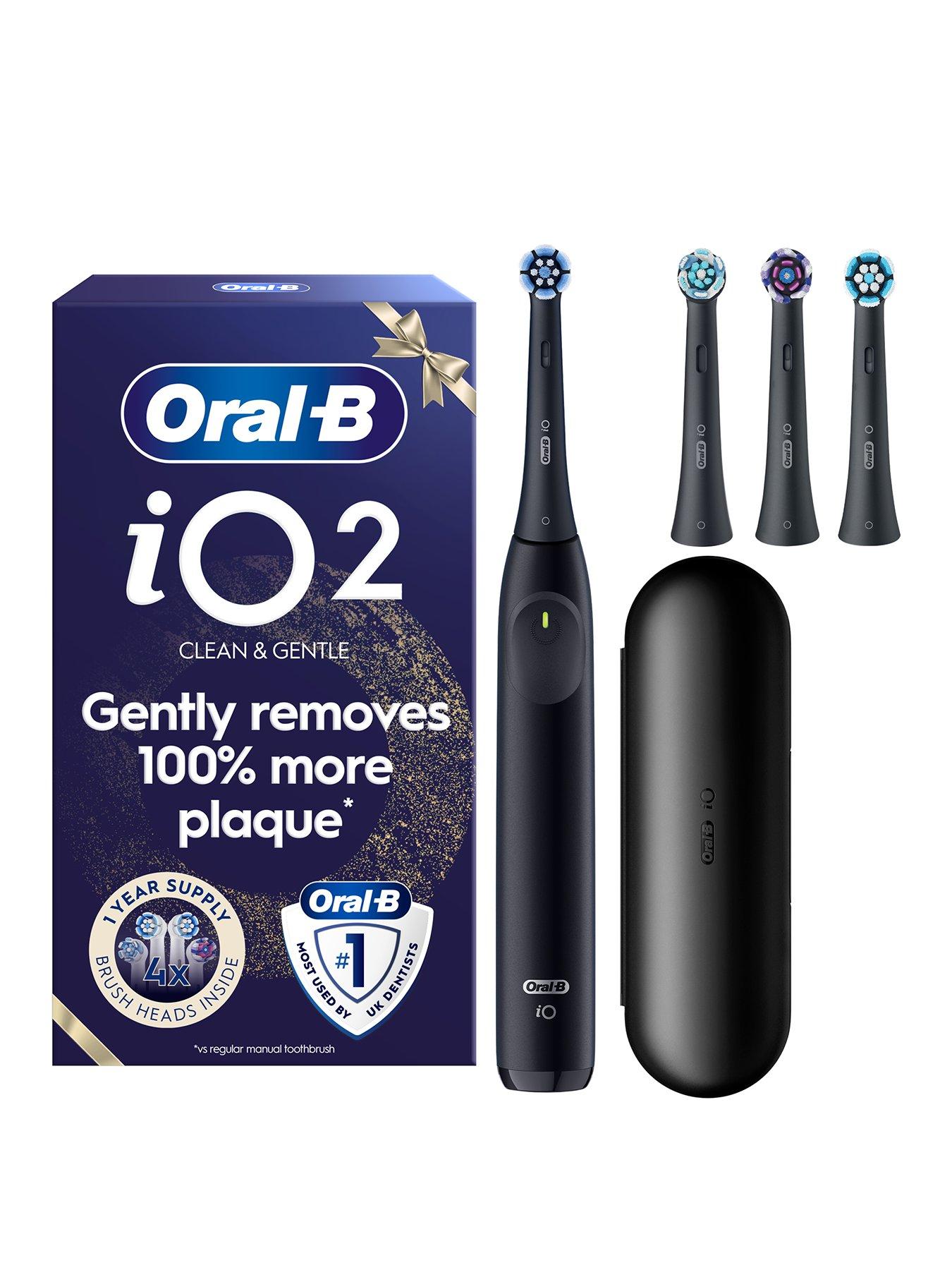 Oral-B iO2 Electric Toothbrush , Christmas Edition , Night Black ,4 Brush Heads , Travel Case