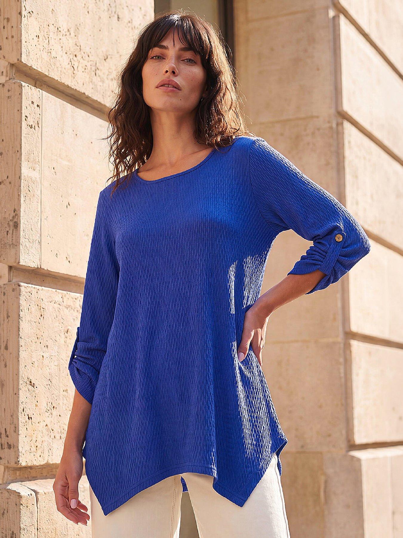 Roman Women's Royal Textured Stretch Tunic Top In Size 10 - Image 5