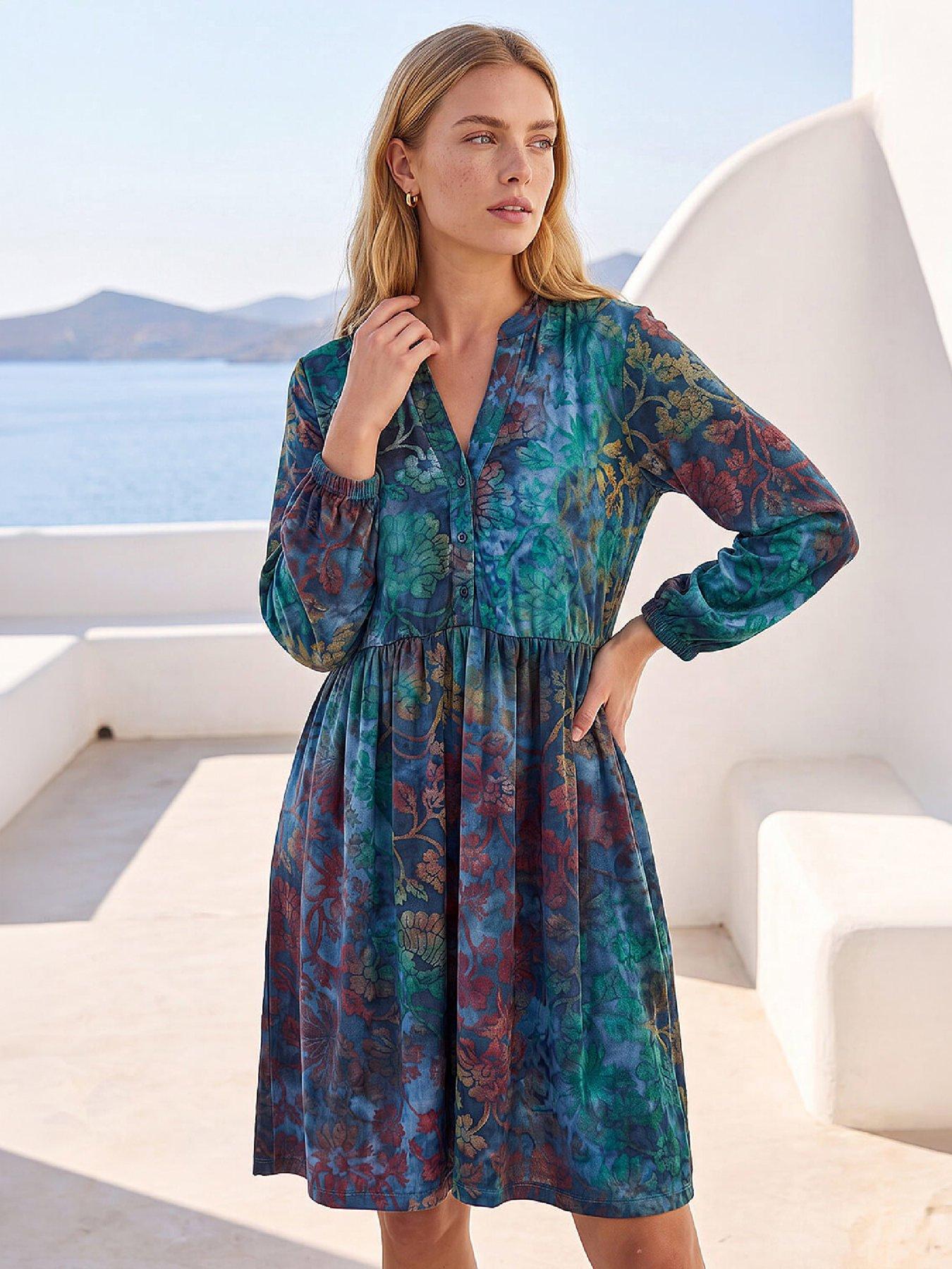 Roman Green Textured Leaf Print Shirt Dress - Image 6