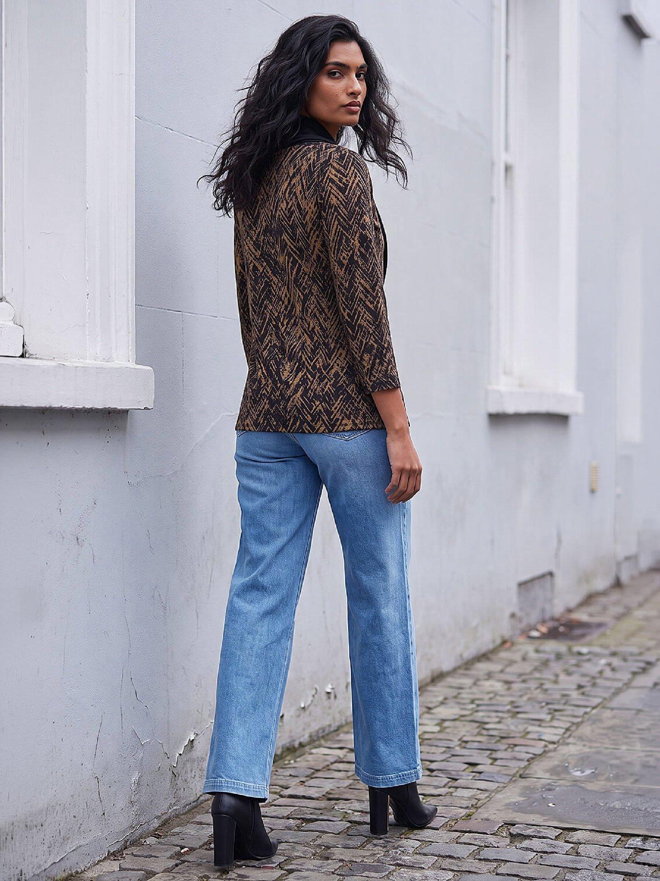 Image 3 of 4 of Roman Womens Printed Snit Scarf Tunic Top - Brown