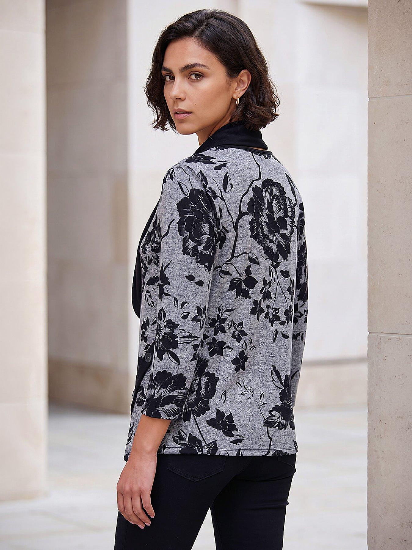 Image 2 of 4 of Roman Floral Print Snit Scarf Tunic Top