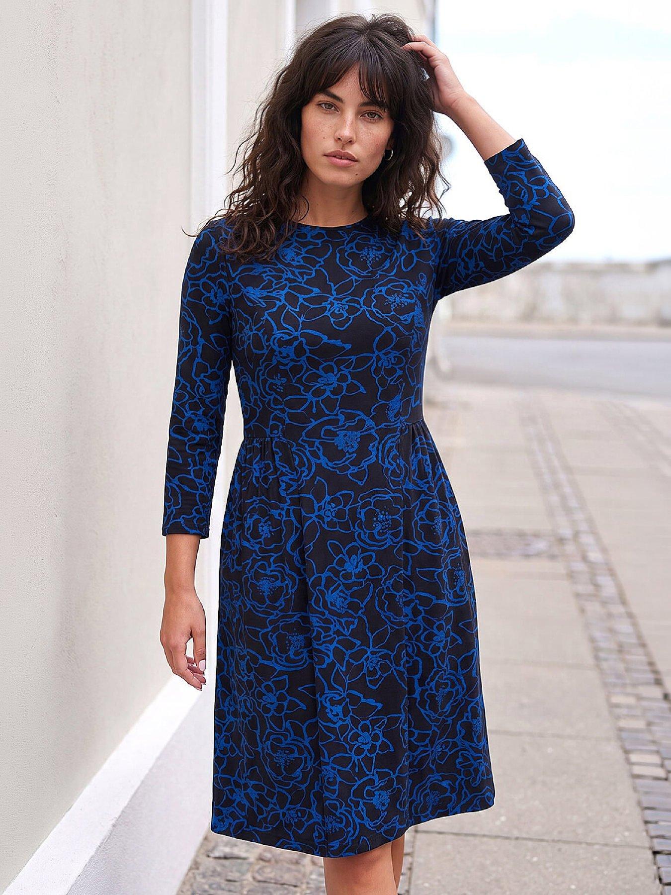 Roman Women's Floral Side Ruched Dress in Blue | Size: 18 - Image 2