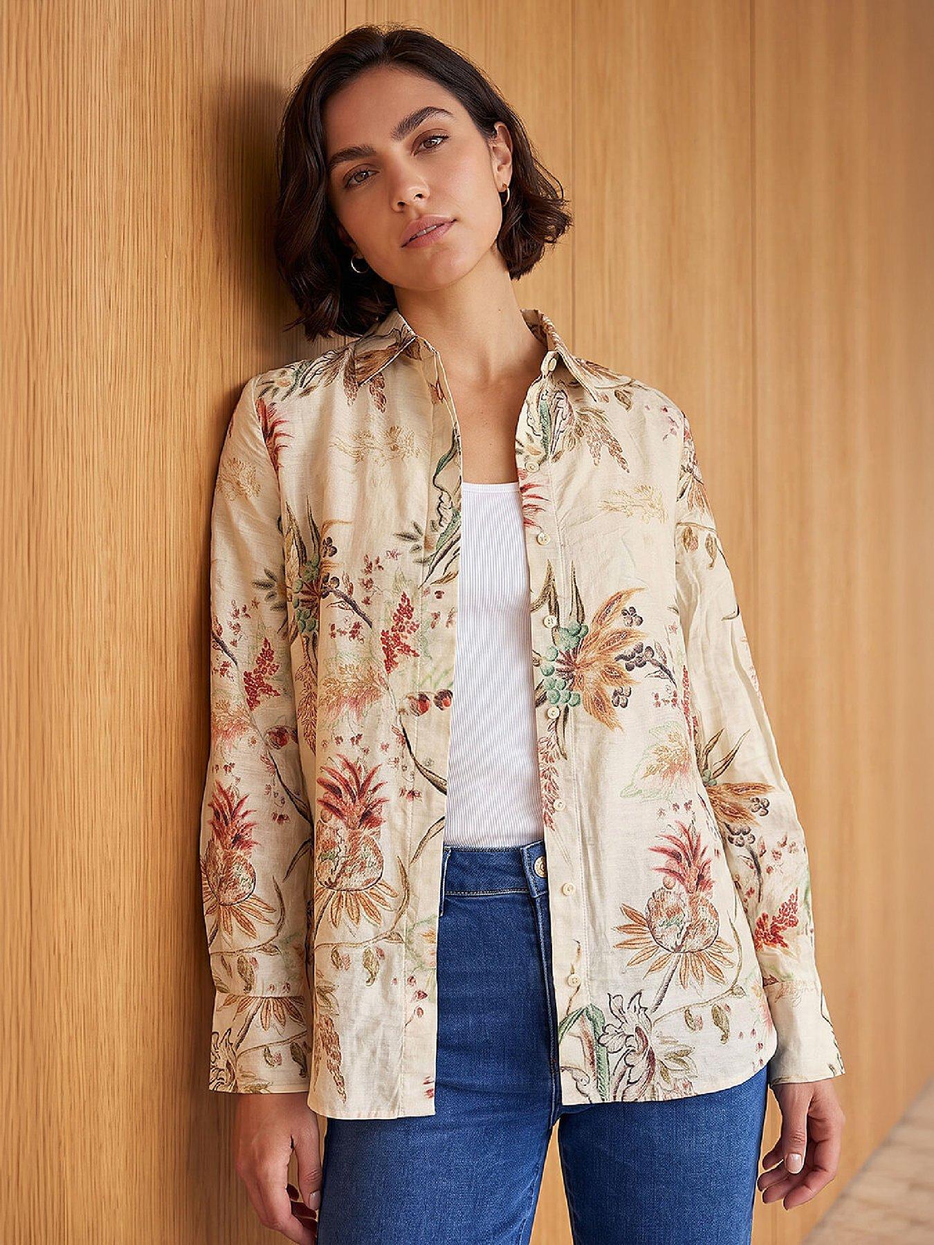 Roman Women's Cream Floral Collared Shirt In | : Size 16 - Image 2
