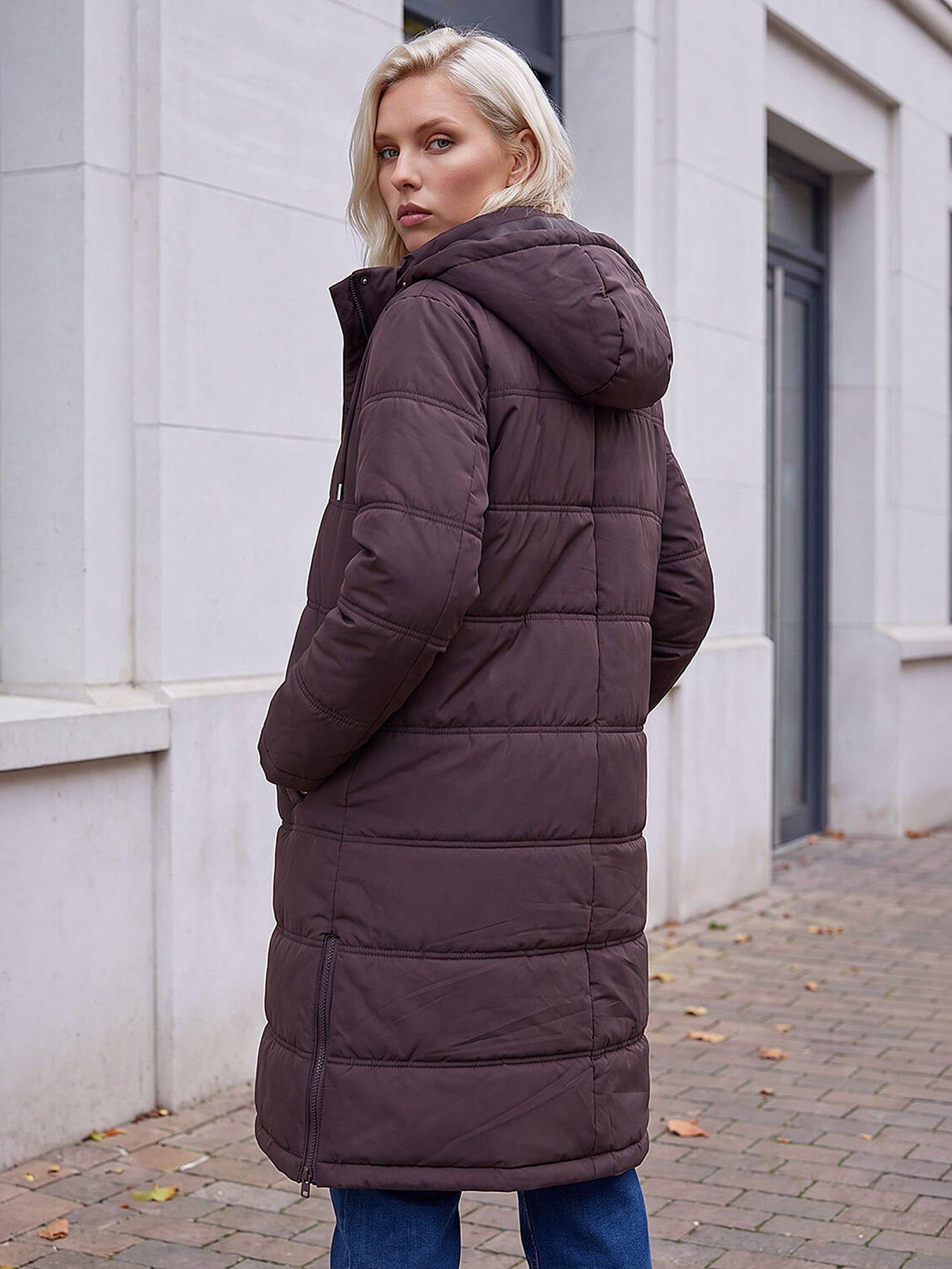 Image 2 of 4 of Roman Womens Petite Puffer Coat - Brown