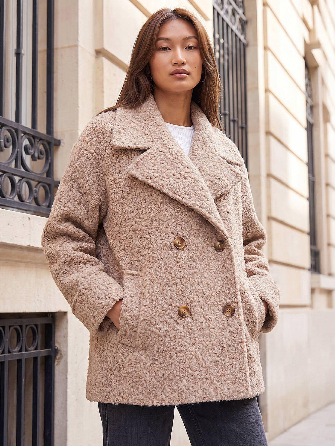 Roman Women's Natural Textured Double Breasted Coat In | : Size 20 - Image 5