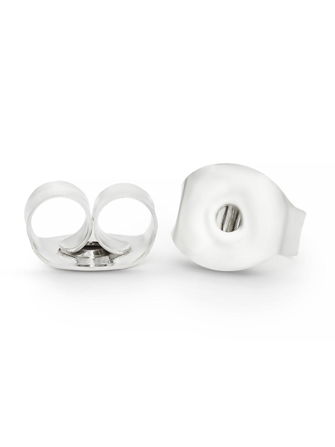 Image 2 of 2 of Ernest Jones Womens 8mm Grey Pearl Sterling Silver Stud Earrings - One Colour